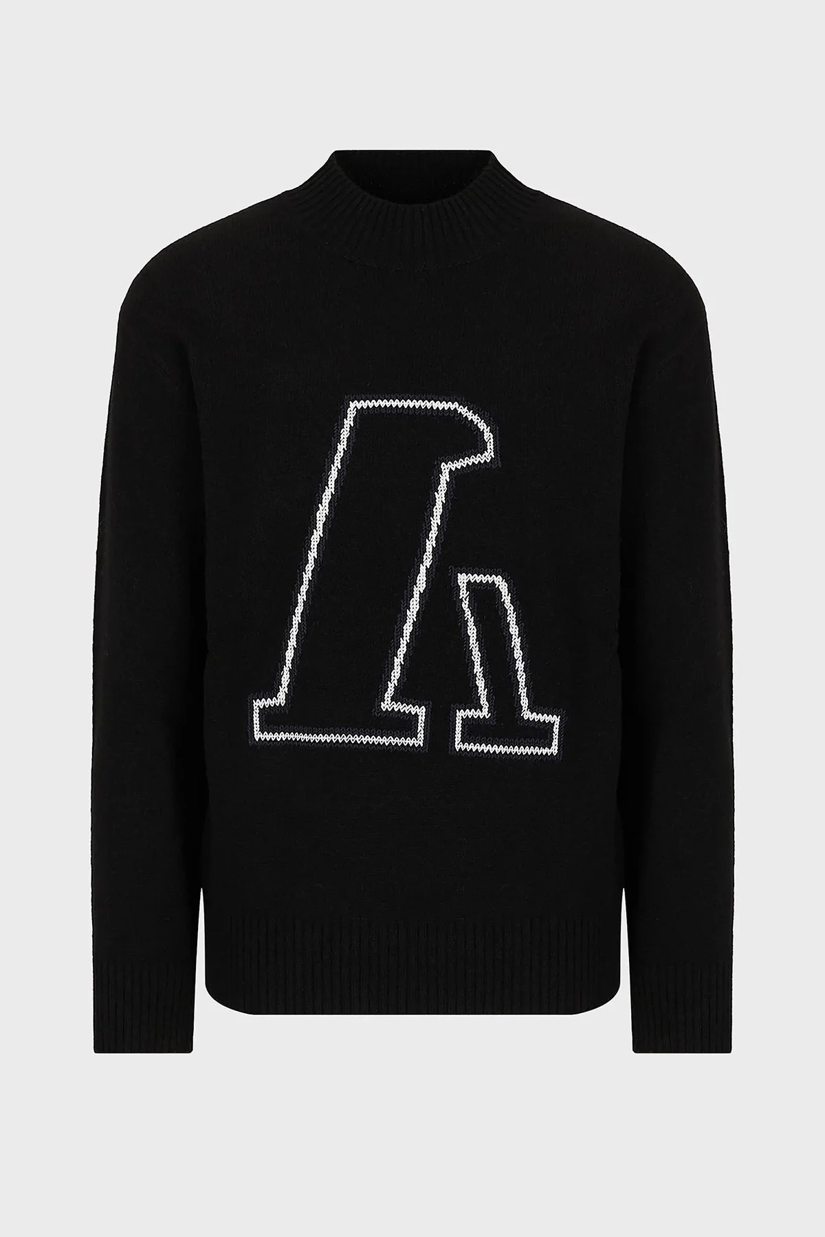 Emporio Armani Marka Logolu Dik Yaka Alpaka Karışımlı Erkek Kazak 6K1MV8 1M10Z 0999 SİYAH - 4