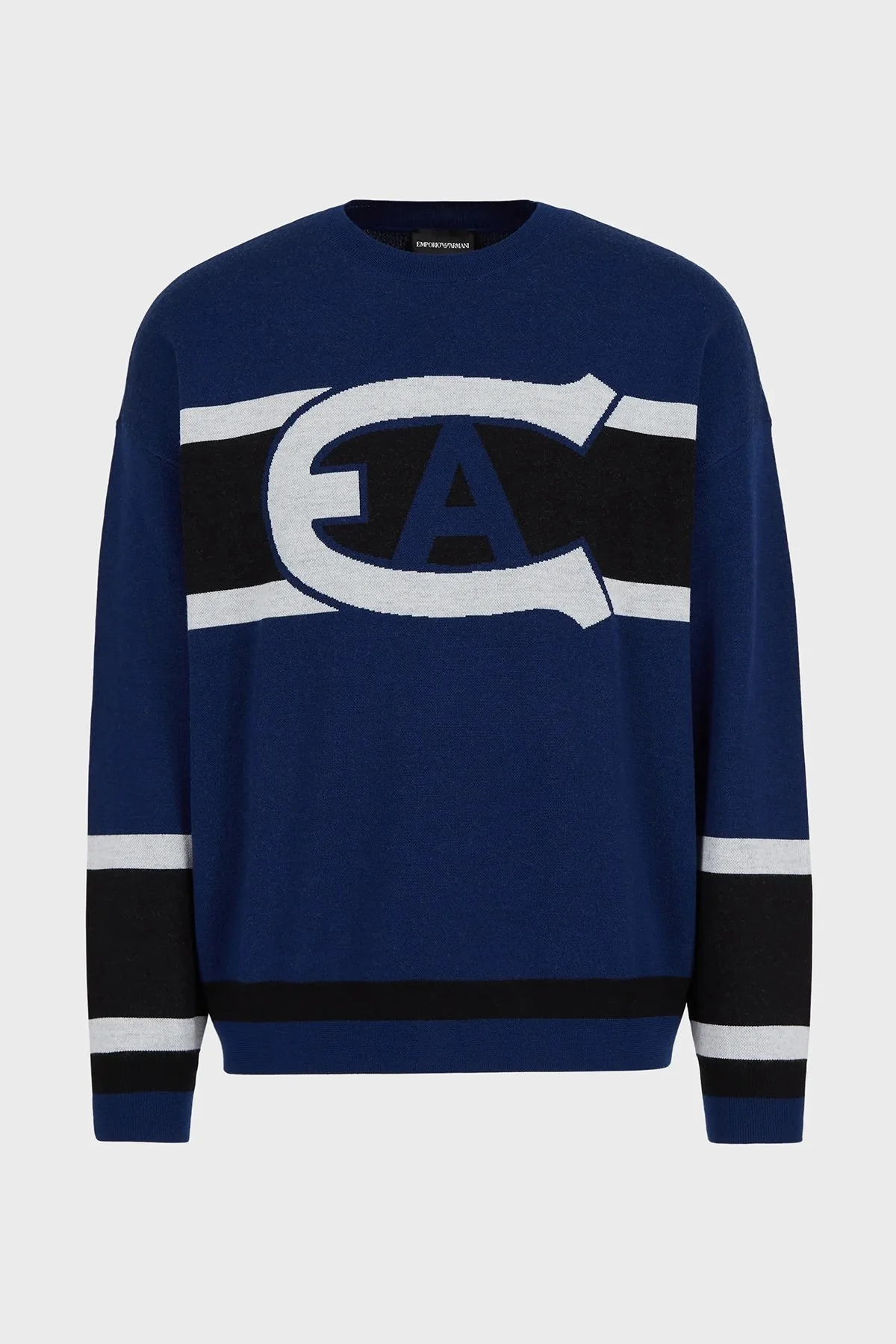 Emporio Armani Logo Baskılı Bisiklet Yaka % 100 Yün Erkek Kazak 6K1MXA 1MSRZ 0938 SAKS - 4