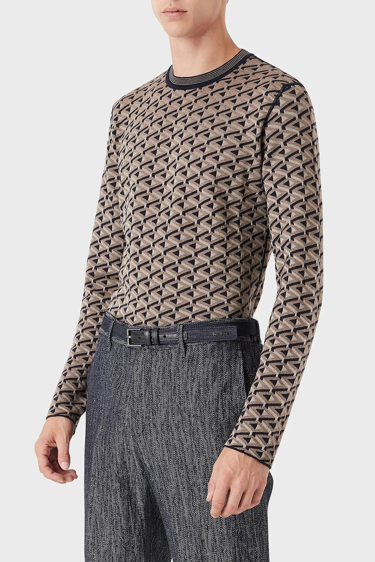 Emporio Armani Bisiklet Yaka Yün Karışımlı Erkek Kazak 6K1MYA 1MFCZ F914 LACİVERT - 1