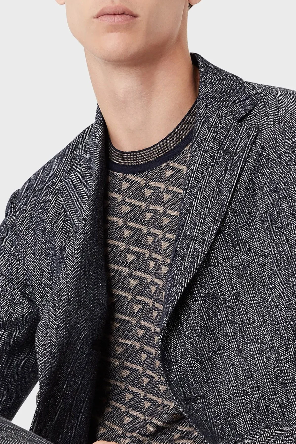 Emporio Armani Bisiklet Yaka Yün Karışımlı Erkek Kazak 6K1MYA 1MFCZ F914 LACİVERT - 6