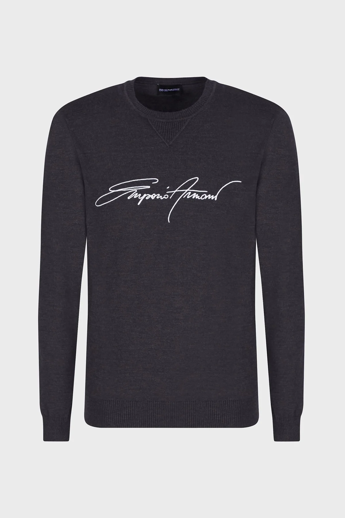 Emporio Armani Baskılı Bisiklet Yaka % 100 Yün Triko Erkek Kazak S 3K1MXB 1MDBZ 0631 ANTRASİT - 4