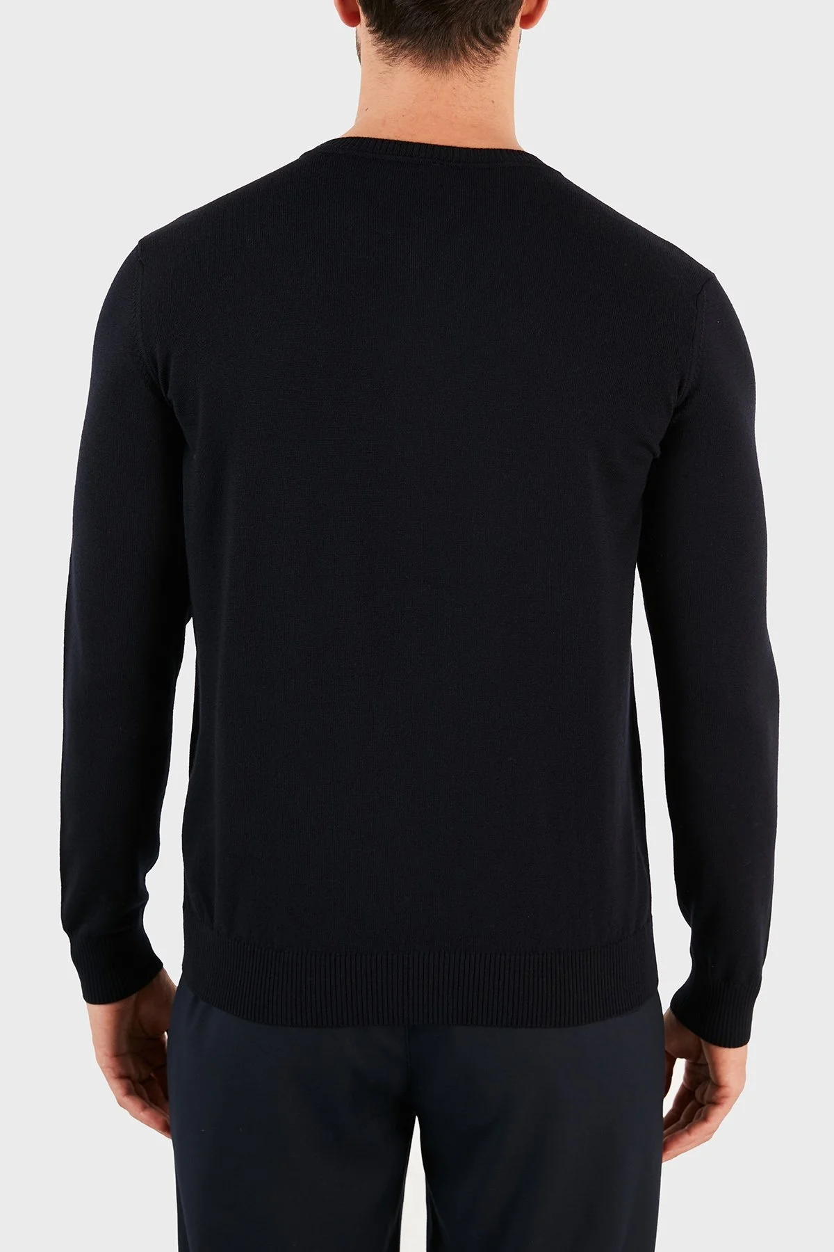 Emporio Armani Baskılı Bisiklet Yaka % 100 Yün Erkek Kazak S 3K1MXB 1MDBZ 0920 LACİVERT - 2