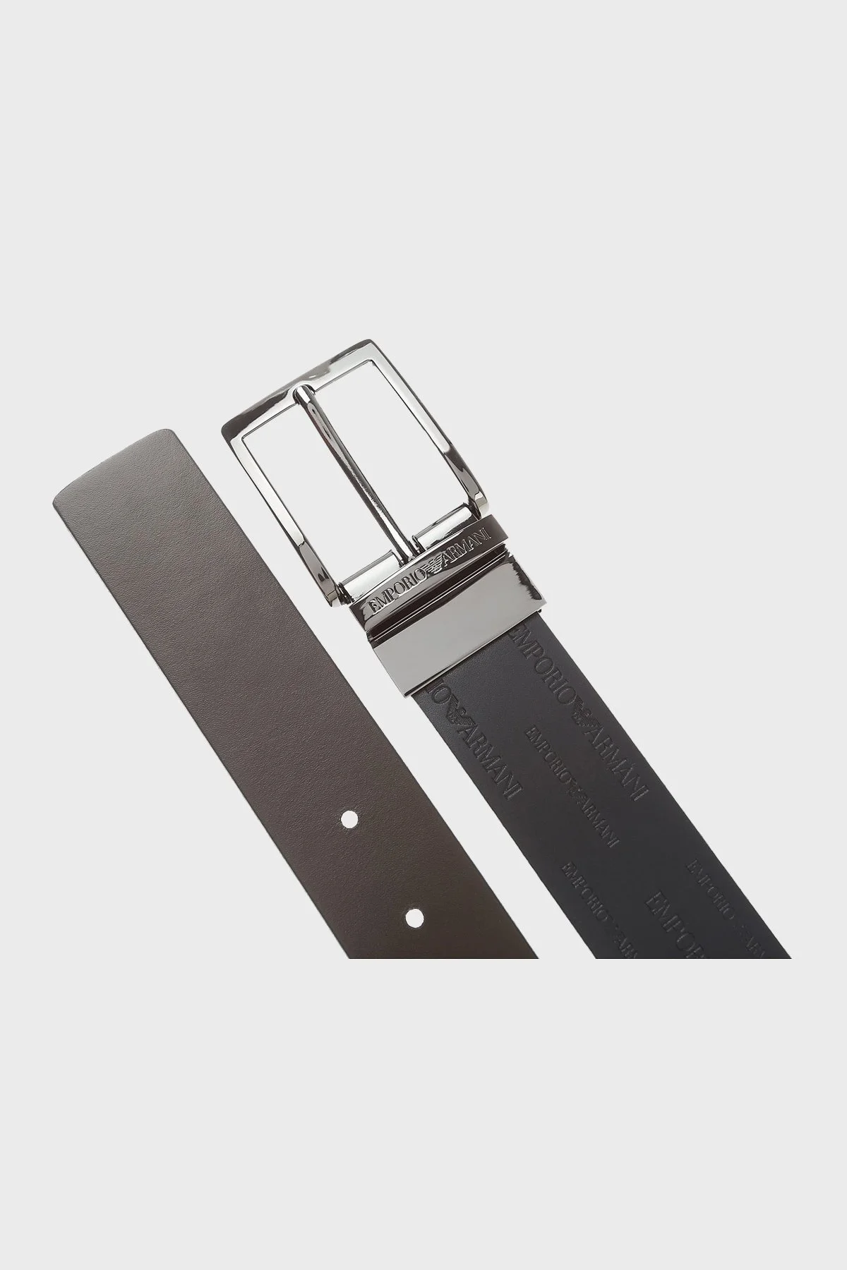 Emporio Armani Logo Baskılı Ters Çevrilebilir Kayış % 100 Deri Erkek Kemer Y4S426 YTU5J 88044 SİYAH-KAHVE - 5