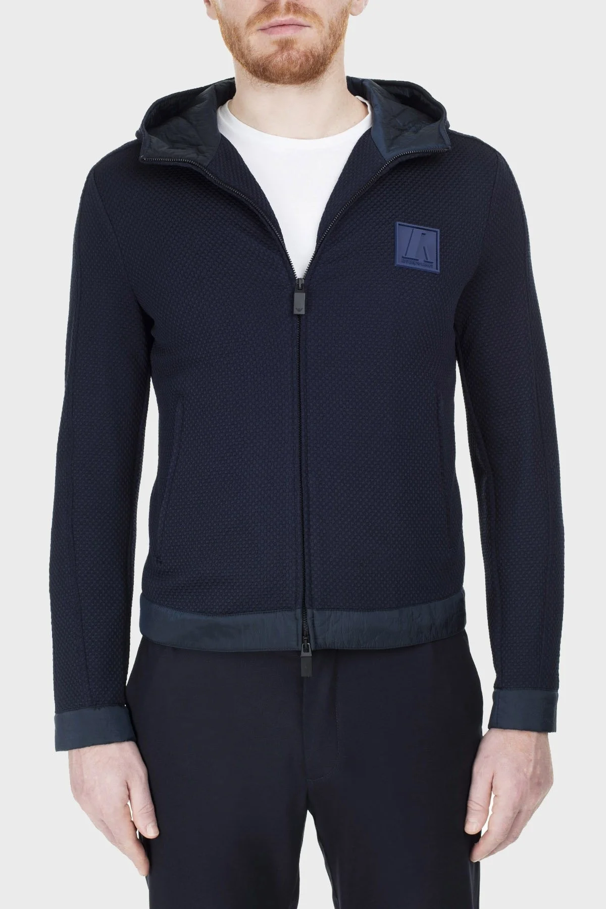 Emporio Armani Yün Karışımlı Kapüşonlu Fermuarlı Erkek Mont 51R410 51492 921 LACİVERT - 8