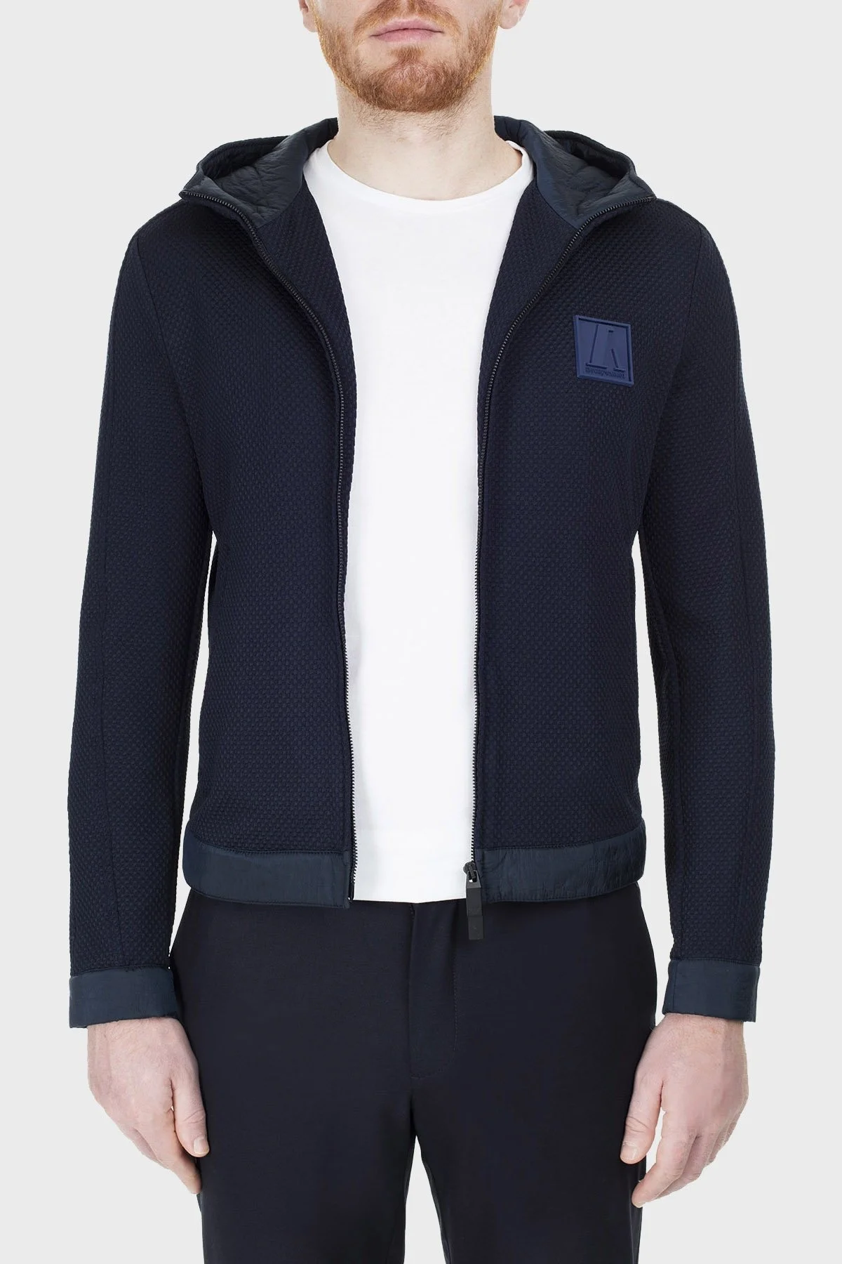 Emporio Armani Yün Karışımlı Kapüşonlu Fermuarlı Erkek Mont 51R410 51492 921 LACİVERT - 10