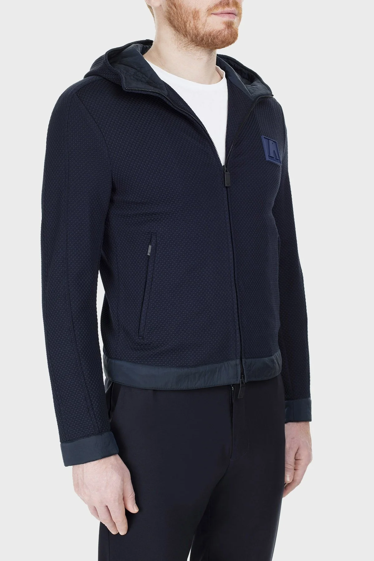 Emporio Armani Yün Karışımlı Kapüşonlu Fermuarlı Erkek Mont 51R410 51492 921 LACİVERT - 14