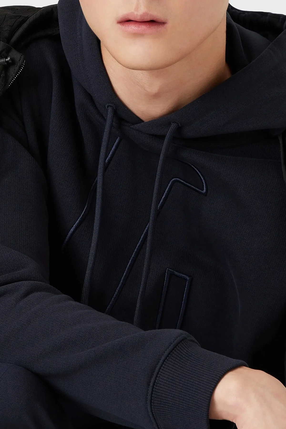 Emporio Armani Baskılı Kapüşonlu Kanguru Cepli % 100 Pamuk Erkek Sweat 6K1M6T 1JT2Z 0922 LACİVERT - 10