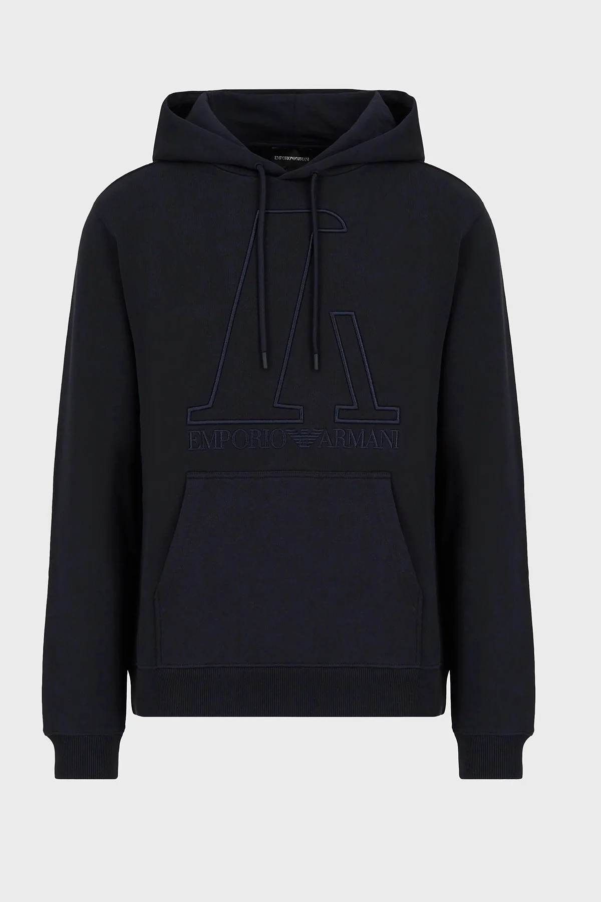 Emporio Armani Baskılı Kapüşonlu Kanguru Cepli % 100 Pamuk Erkek Sweat 6K1M6T 1JT2Z 0922 LACİVERT - 12