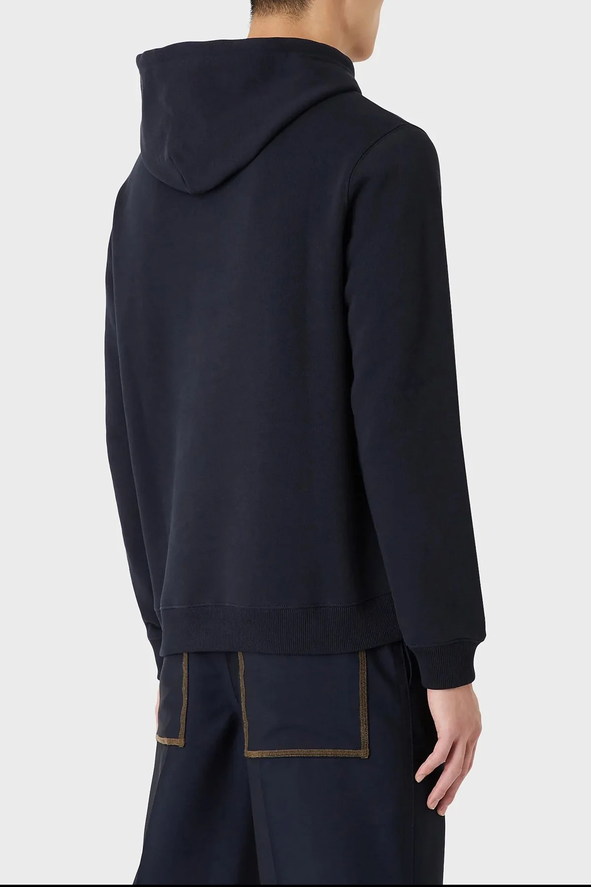 Emporio Armani Baskılı Kapüşonlu Kanguru Cepli % 100 Pamuk Erkek Sweat 6K1M6T 1JT2Z 0922 LACİVERT - 3