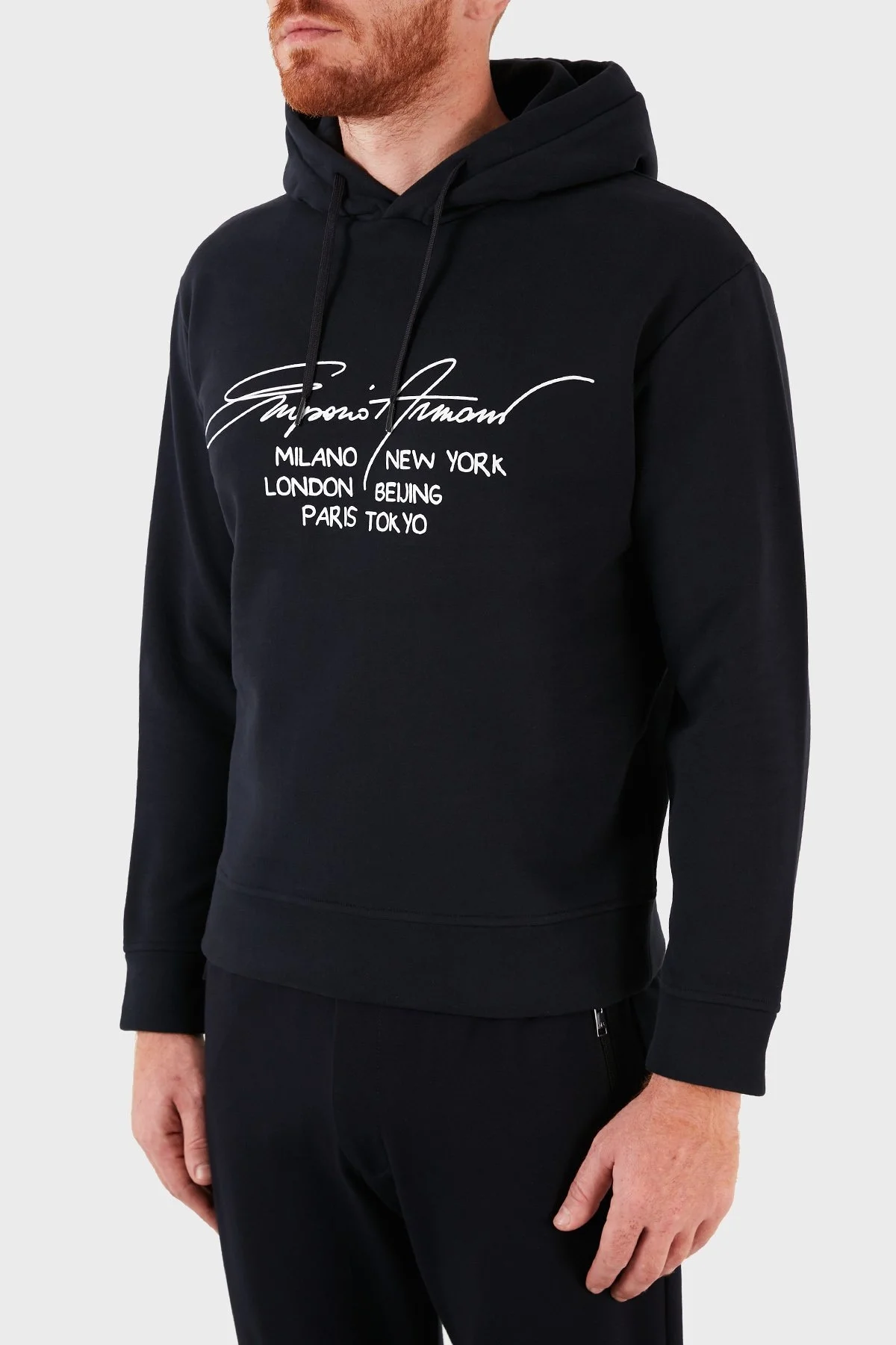 Emporio Armani Regular Fit Baskılı Kapüşonlu % 100 Pamuk Erkek Sweat 6K1M92 1JQKZ 0978 LACİVERT - 2