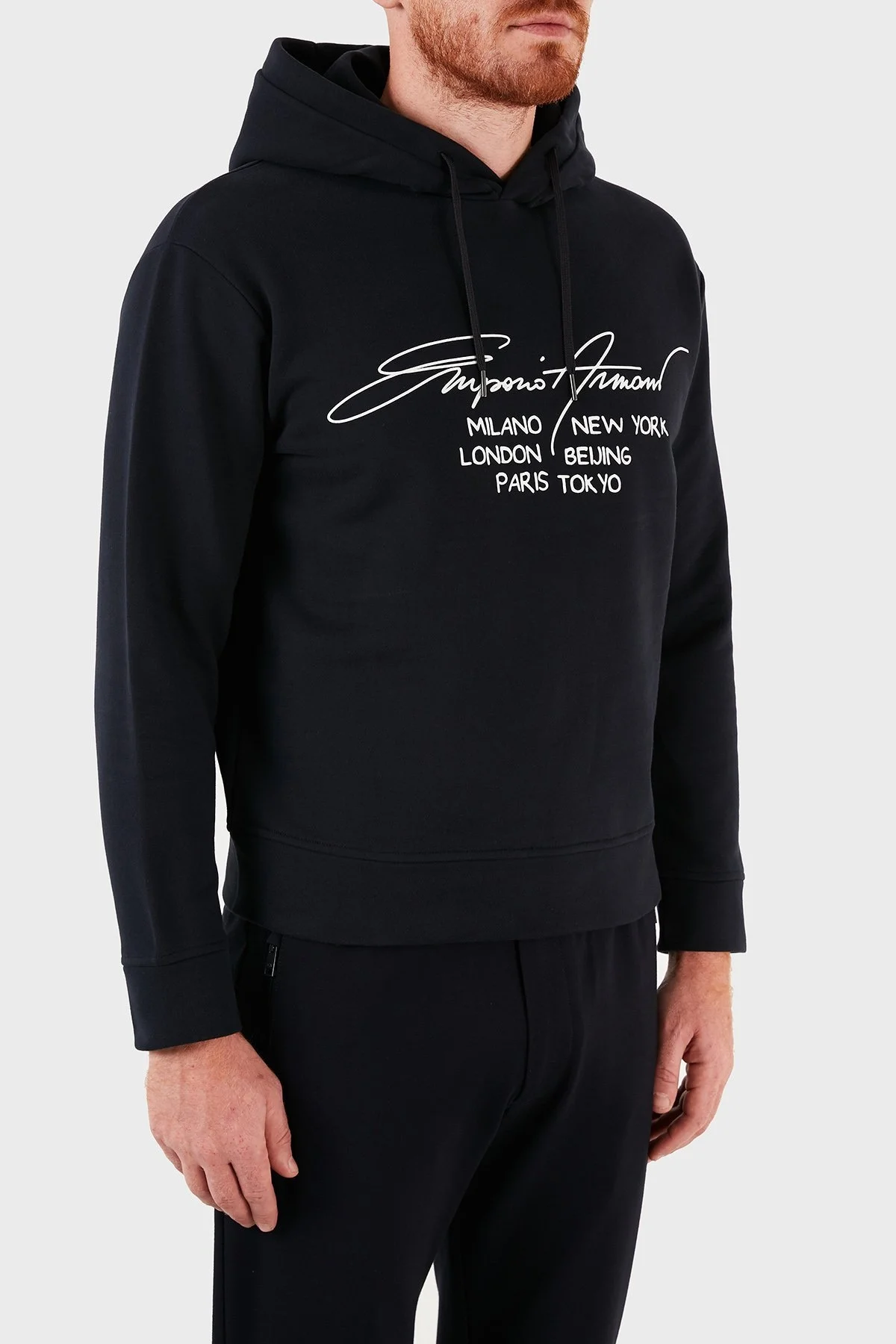 Emporio Armani Regular Fit Baskılı Kapüşonlu % 100 Pamuk Erkek Sweat 6K1M92 1JQKZ 0978 LACİVERT - 4