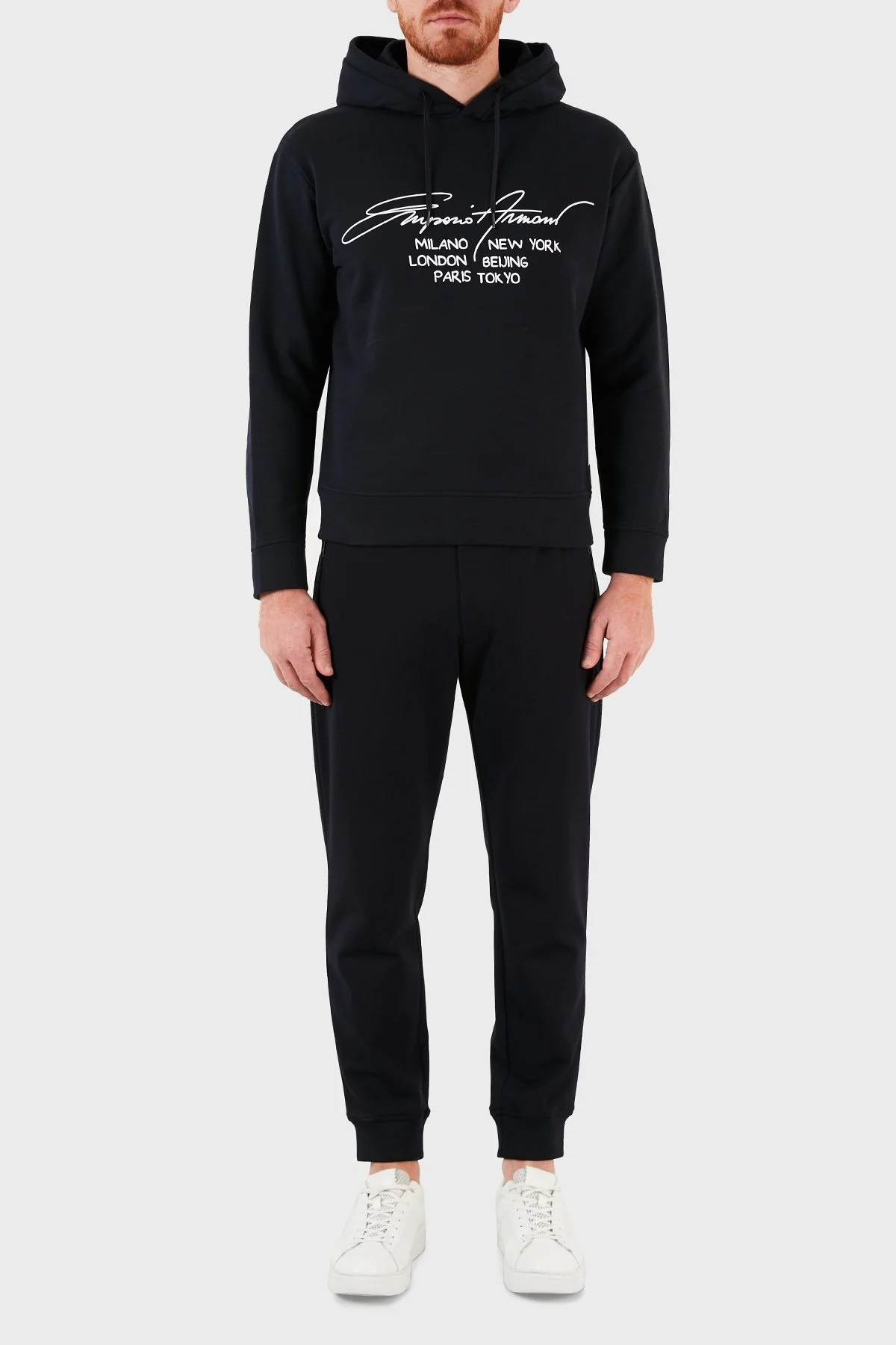 Emporio Armani Regular Fit Baskılı Kapüşonlu % 100 Pamuk Erkek Sweat 6K1M92 1JQKZ 0978 LACİVERT - 5