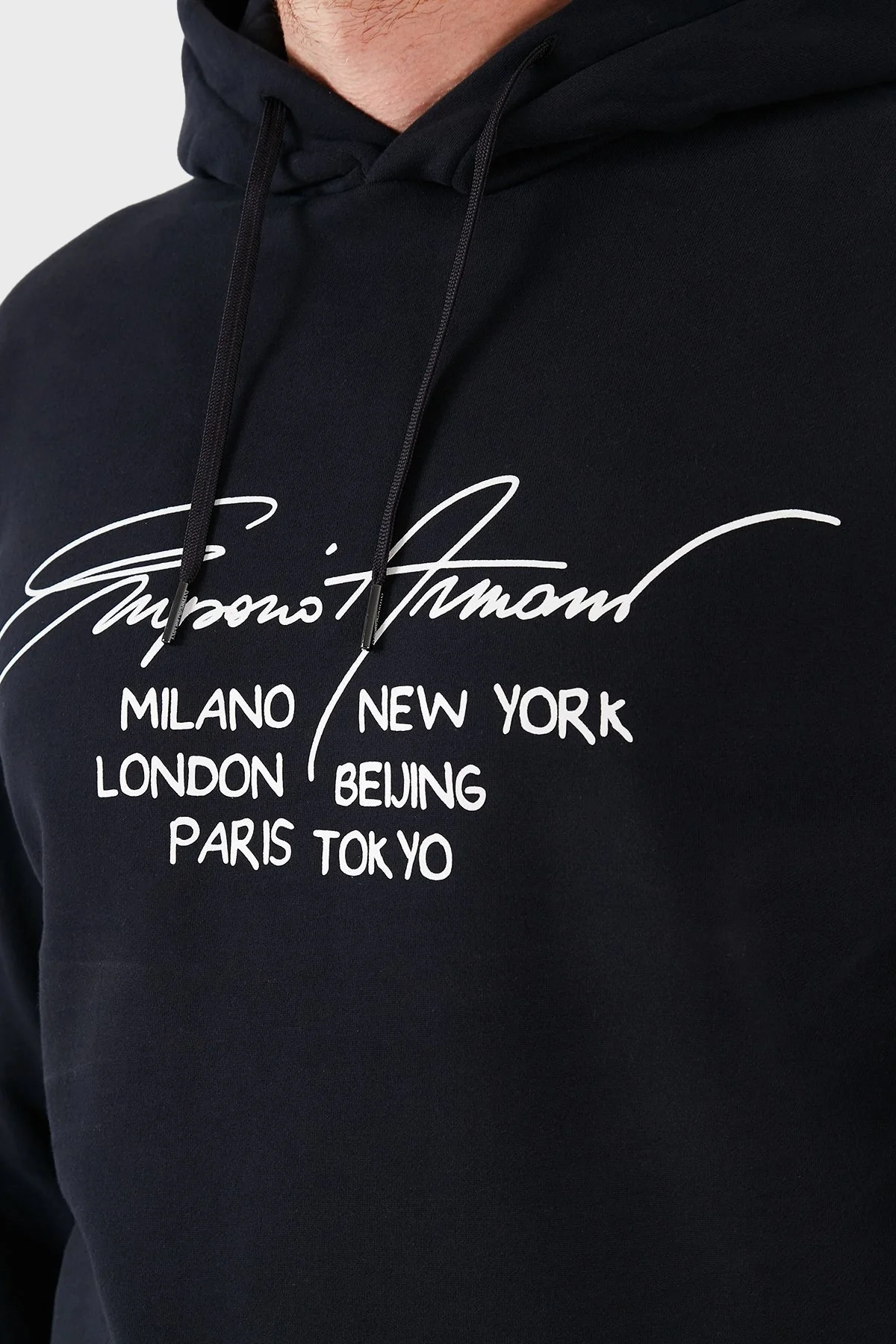 Emporio Armani Regular Fit Baskılı Kapüşonlu % 100 Pamuk Erkek Sweat 6K1M92 1JQKZ 0978 LACİVERT - 6