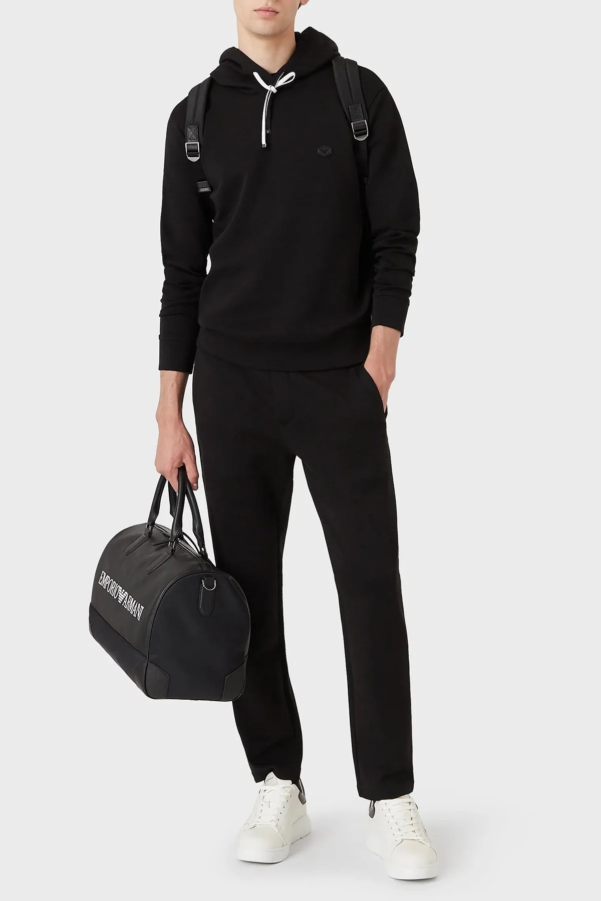 Emporio Armani Regular Fit Kapüşonlu Pamuklu Erkek Sweat 8N1MD0 1JHSZ 0999 SİYAH - 2