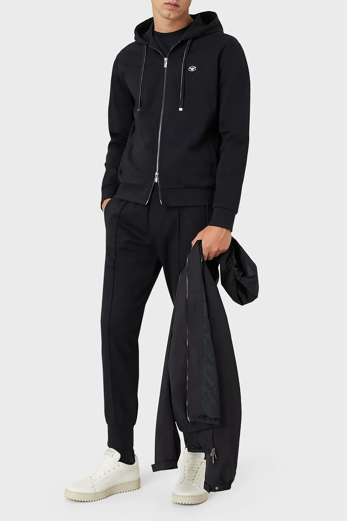 Emporio Armani Kapüşonlu Cepli Fermuarlı Pamuklu Erkek Sweat 8N1MG0 1JBTZ 0920 LACİVERT - 3