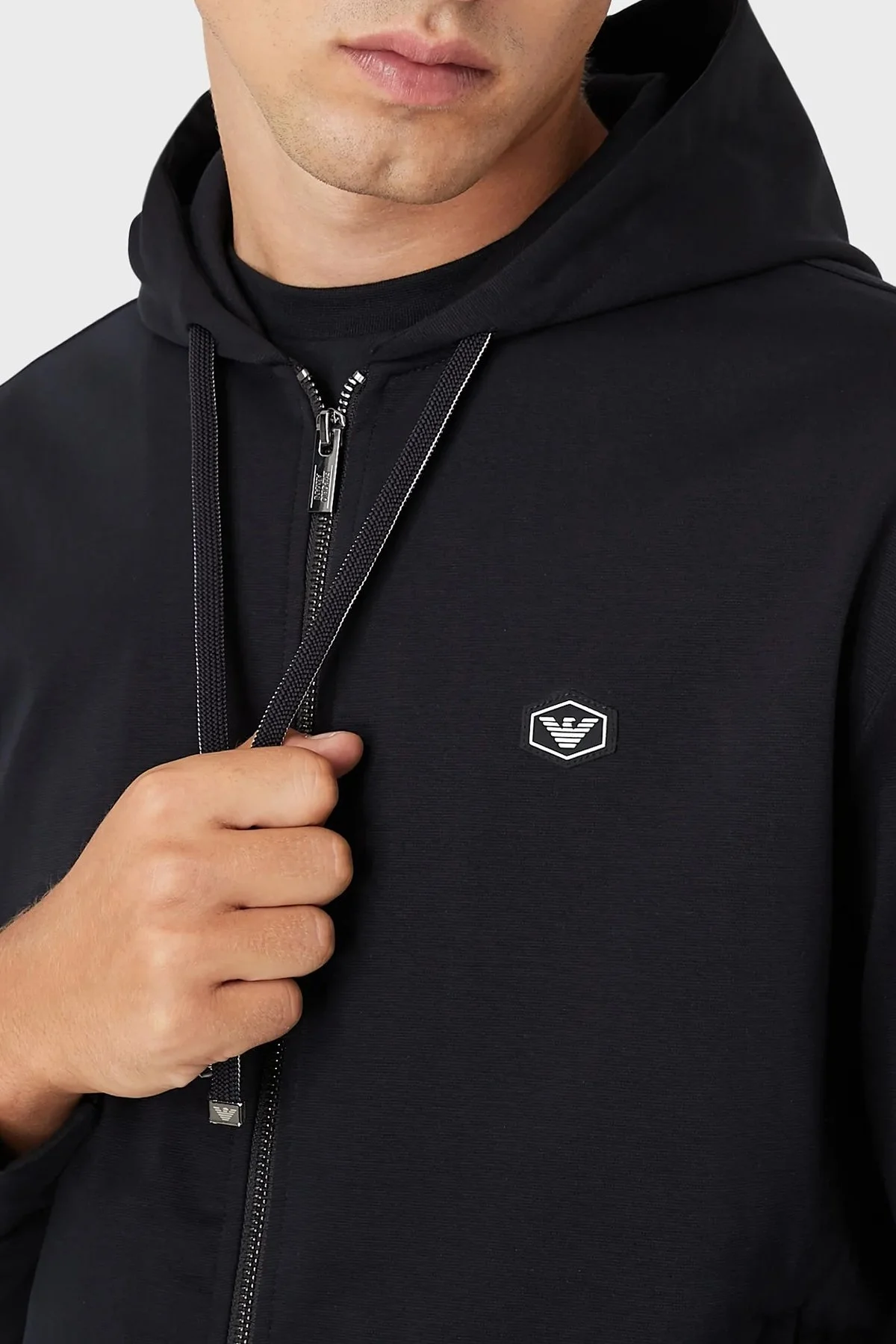 Emporio Armani Kapüşonlu Cepli Fermuarlı Pamuklu Erkek Sweat 8N1MG0 1JBTZ 0920 LACİVERT - 4