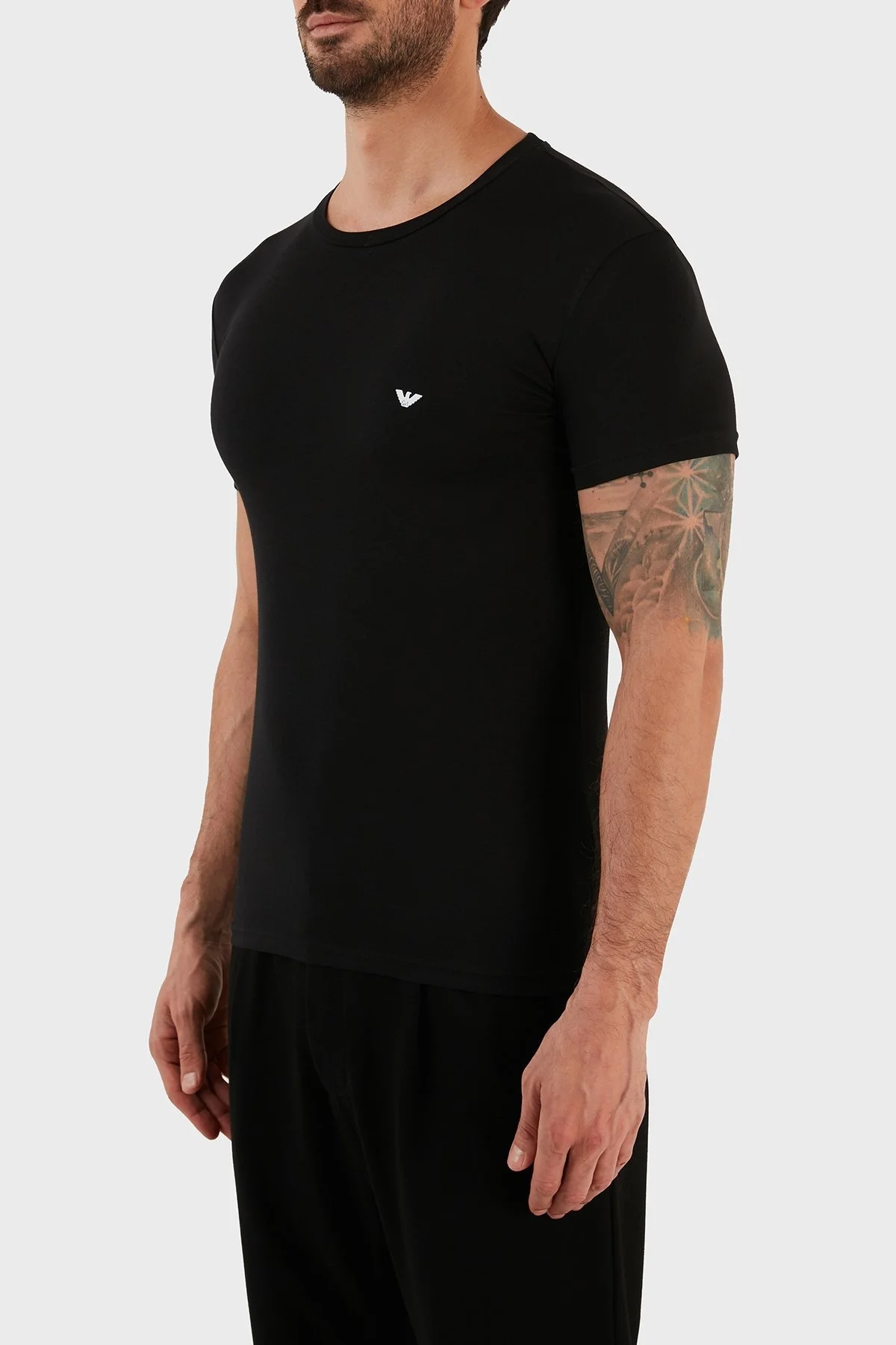 Emporio Armani Slim Fit Bisiklet Yaka Pamuklu Erkek T Shirt 111035 CC729 00020 SİYAH - 2