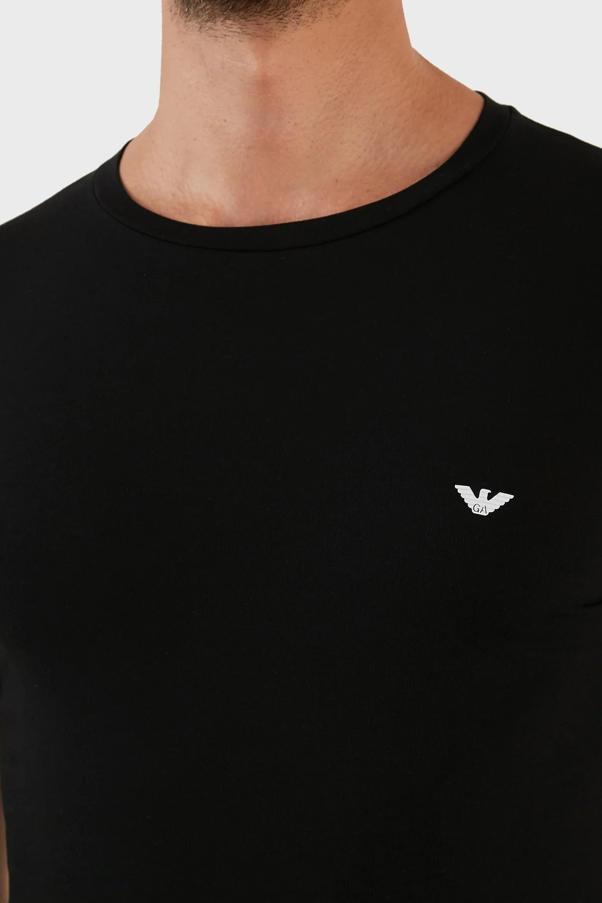 Emporio Armani Slim Fit Bisiklet Yaka Pamuklu Erkek T Shirt 111035 CC729 00020 SİYAH - 4