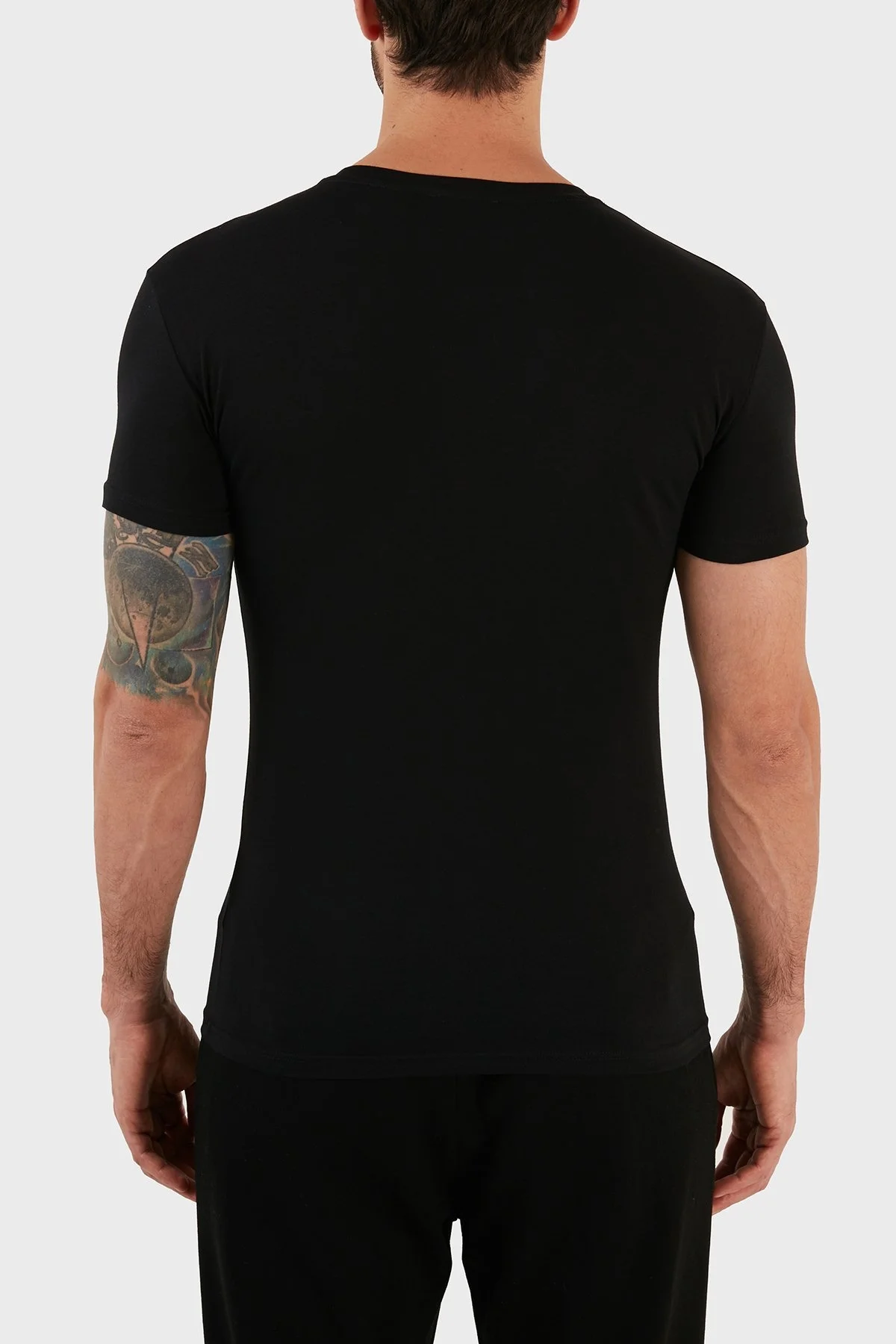 Emporio Armani Slim Fit Bisiklet Yaka Pamuklu Erkek T Shirt 111035 CC729 00020 SİYAH - 5