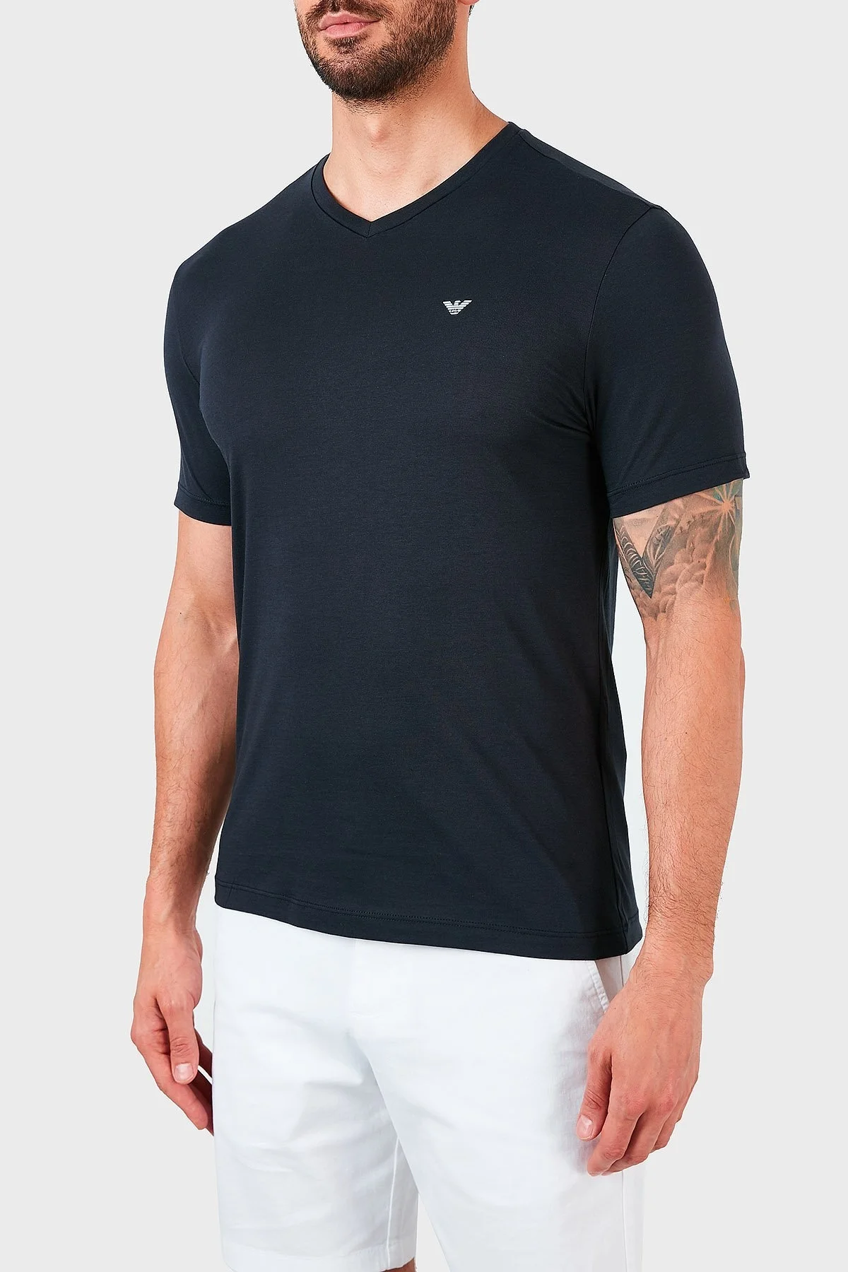 Emporio Armani V Yaka % 100 Pamuk 2 Pack Erkek T Shirt 8N1D62 1JNQZ 0939 LACİVERT - 3