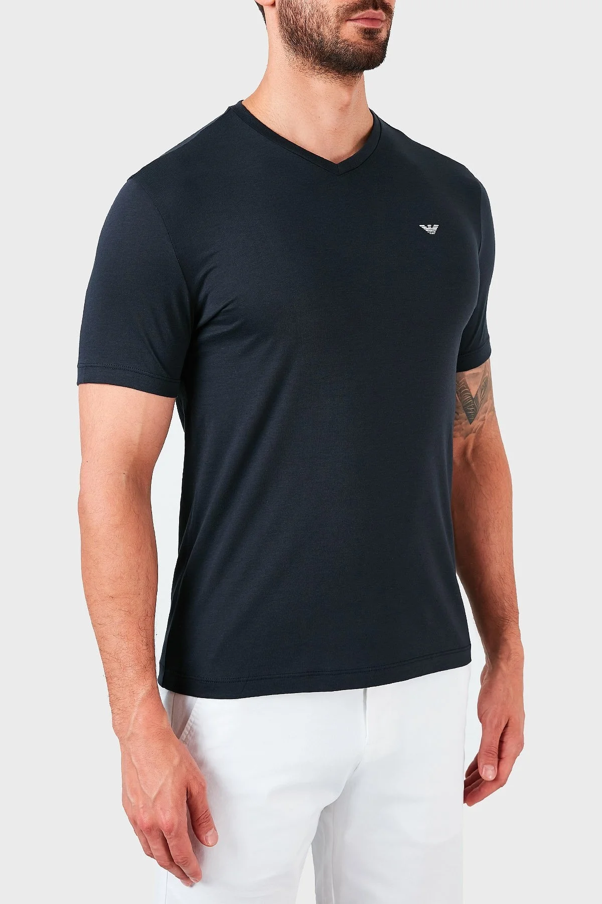 Emporio Armani V Yaka % 100 Pamuk 2 Pack Erkek T Shirt 8N1D62 1JNQZ 0939 LACİVERT - 4