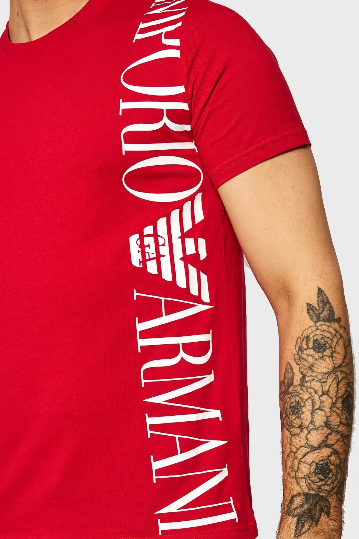 Emporio Armani Baskılı Bisiklet Yaka % 100 Pamuk Erkek T Shirt S 211831 1P469 06574 KIRMIZI - 4