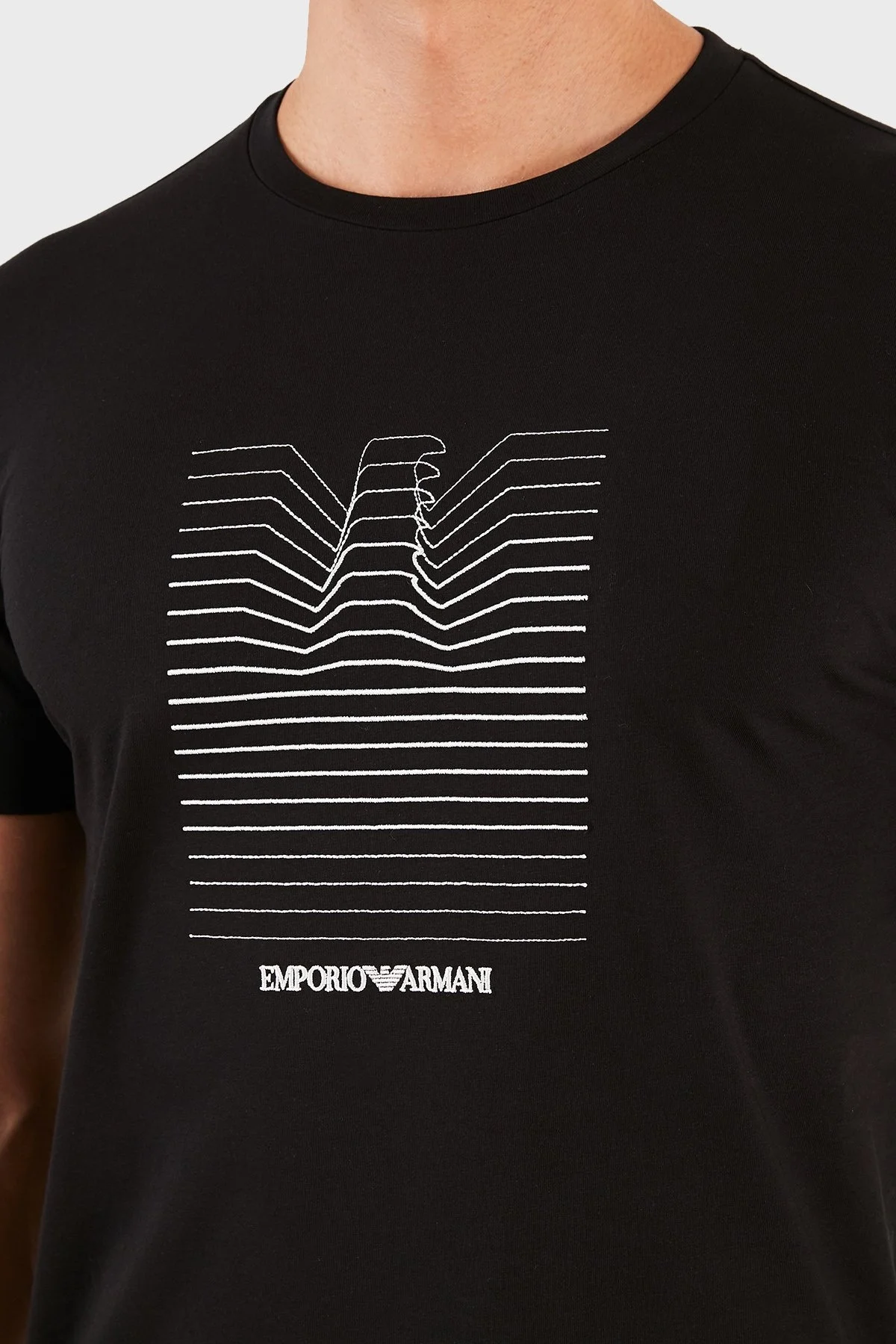 Emporio Armani Baskılı Bisiklet Yaka % 100 Pamuk Erkek T Shirt S 3K1TL8 1JULZ 0999 SİYAH - 6