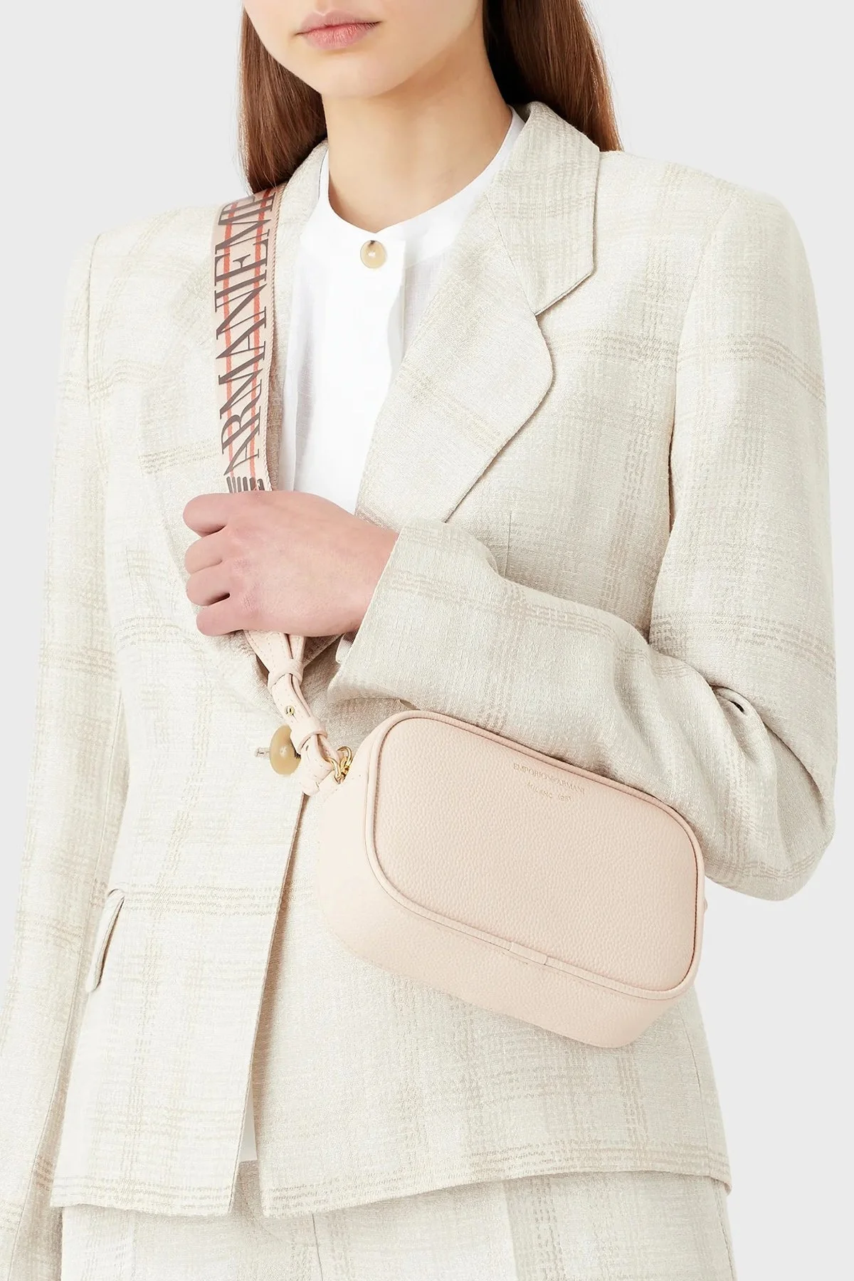 Emporio Armani Fermuarlı Ayarlanabilir Omuz Askılı Bayan Çanta Y3H276 YFO5B 88820 PUDRA - 2