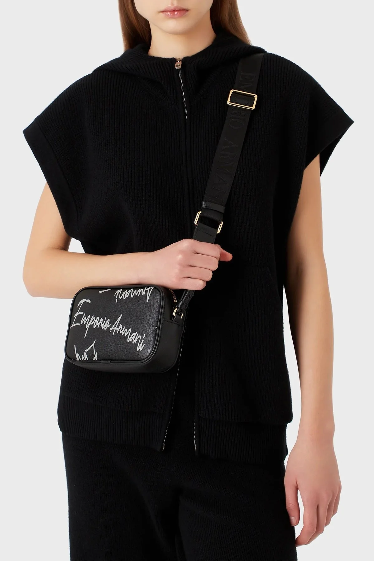 Emporio Armani Fermuarlı Çıkarılabilir Askılı Bayan Çanta Y3H276 Y486A 89720 SİYAH - 2