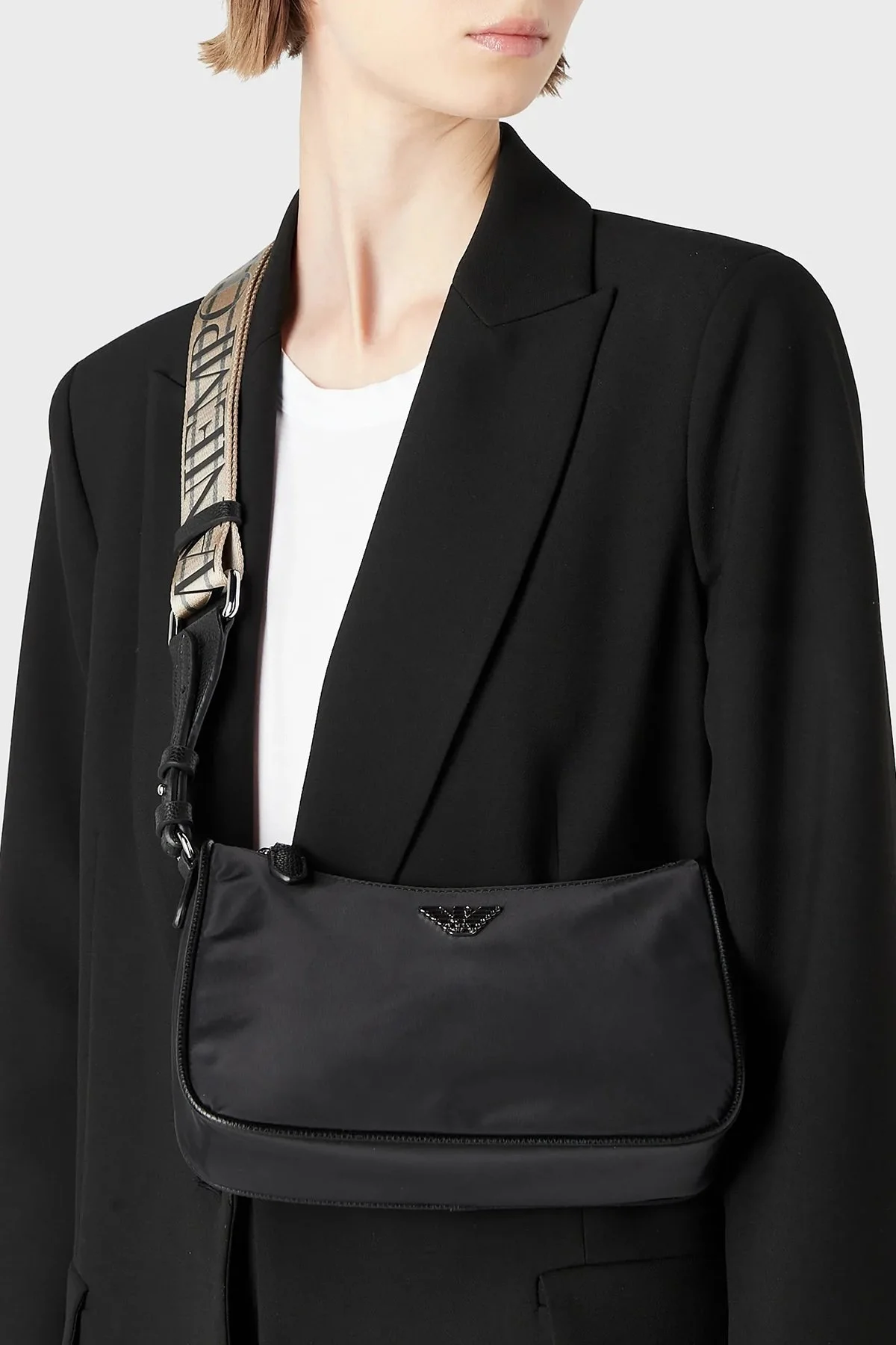 Emporio Armani Fermuarlı Çıkarılabilir Omuz Askılı Bayan Çanta Y3H293 YVL7E 80001 SİYAH - 2