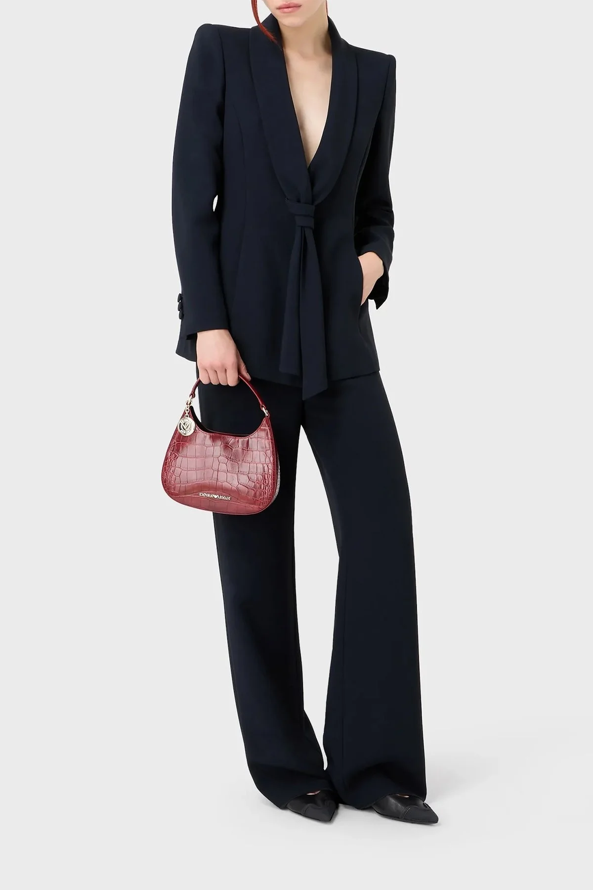 Emporio Armani Fermuarlı Çıkarılabilir Omuz Askılı Bayan Çanta Y3H324 YWF0A 80101 BORDO - 2