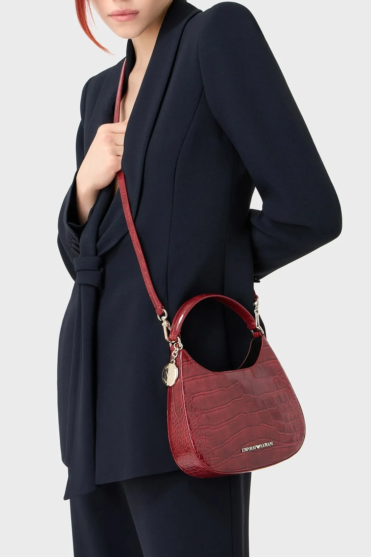 Emporio Armani Fermuarlı Çıkarılabilir Omuz Askılı Bayan Çanta Y3H324 YWF0A 80101 BORDO - 3