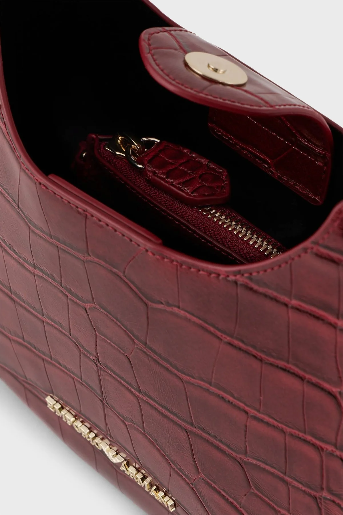 Emporio Armani Fermuarlı Çıkarılabilir Omuz Askılı Bayan Çanta Y3H324 YWF0A 80101 BORDO - 6
