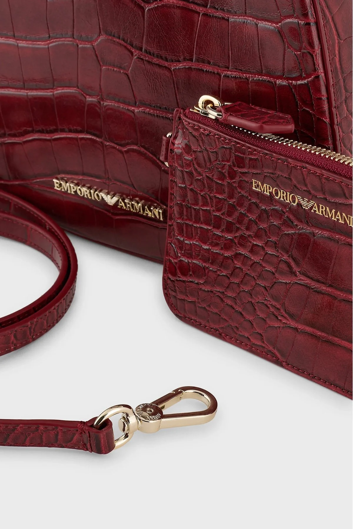 Emporio Armani Fermuarlı Çıkarılabilir Omuz Askılı Bayan Çanta Y3H324 YWF0A 80101 BORDO - 7