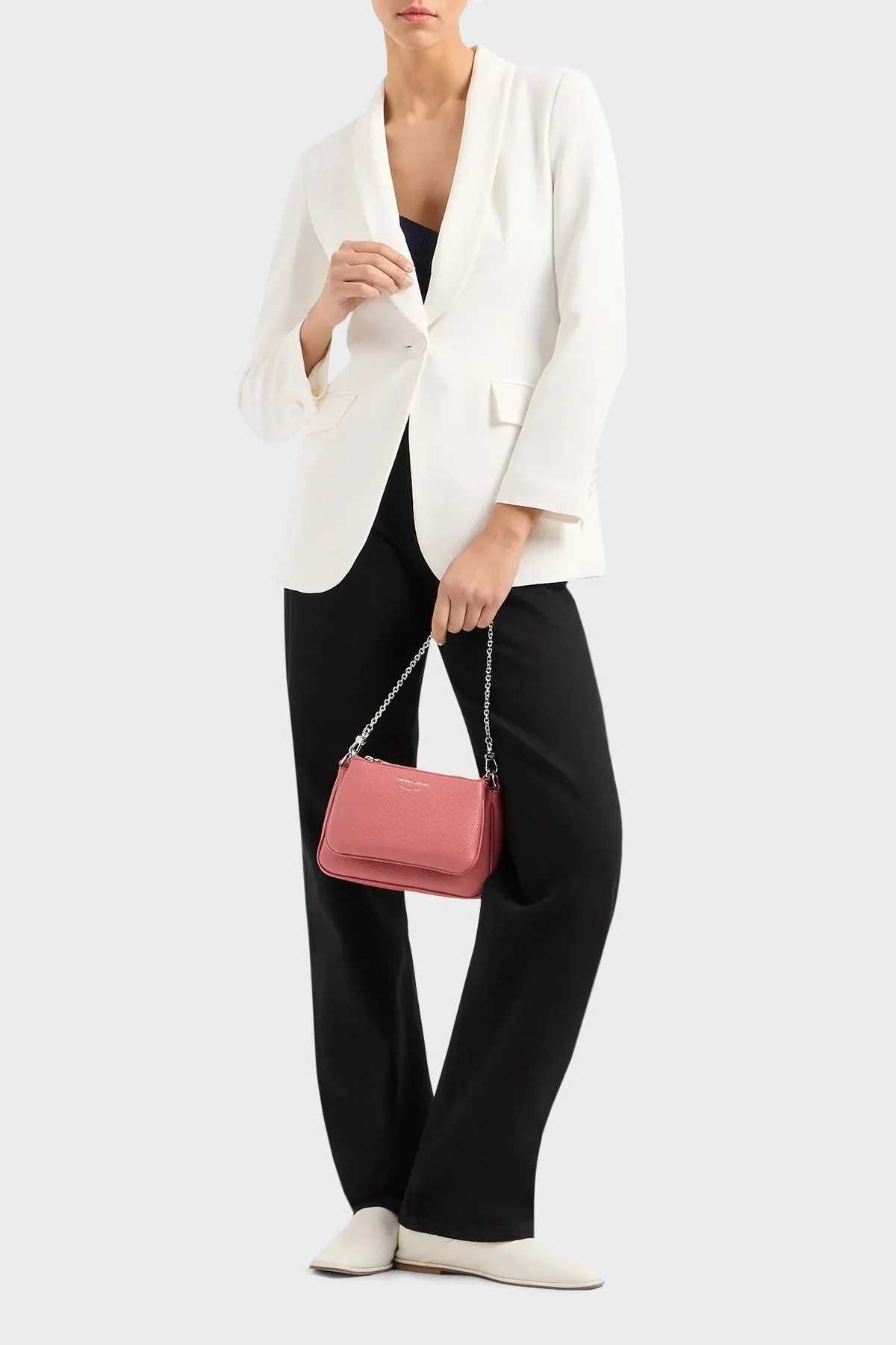 Emporio Armani Fermuarlı Çıkarılabilir Ön Bölmeli ve Askılı Bayan Çanta Y3H317 YFO5E 80654 GÜL KURUSU - 2