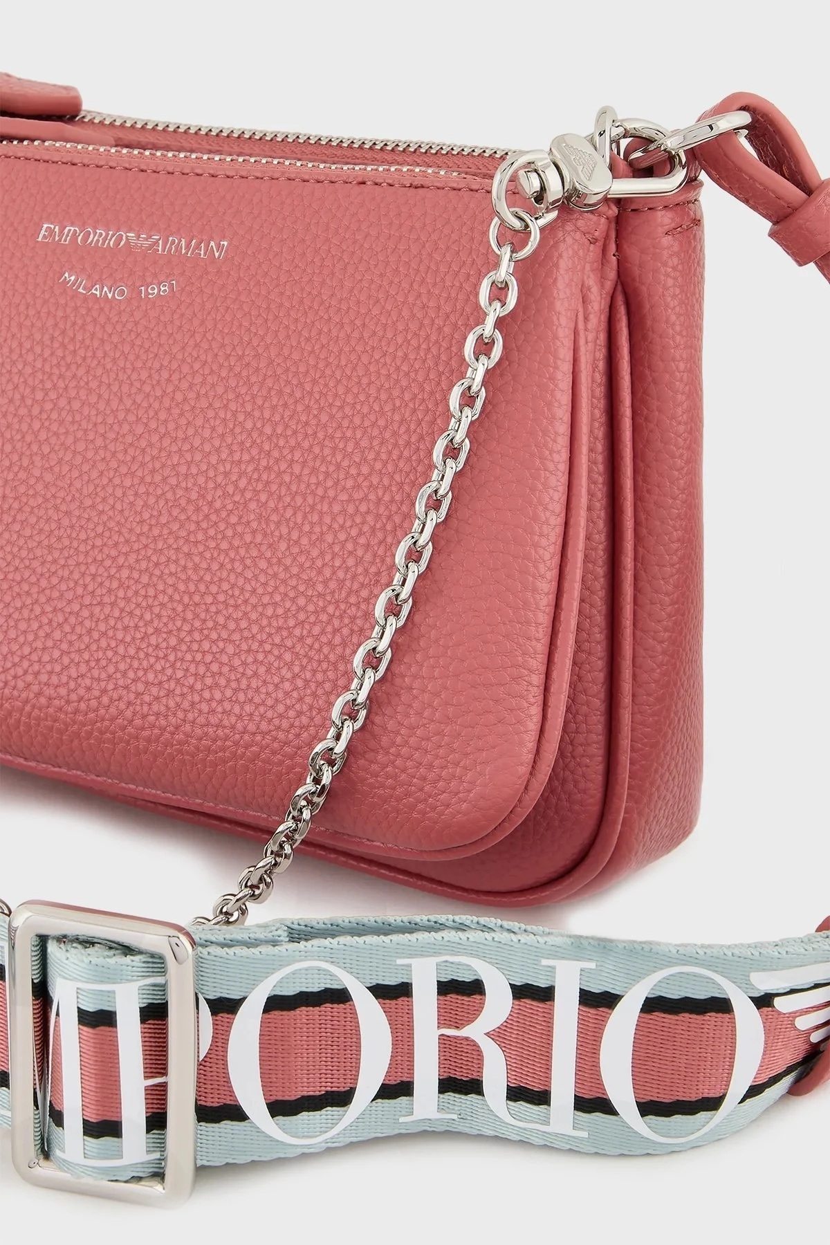 Emporio Armani Fermuarlı Çıkarılabilir Ön Bölmeli ve Askılı Bayan Çanta Y3H317 YFO5E 80654 GÜL KURUSU - 5