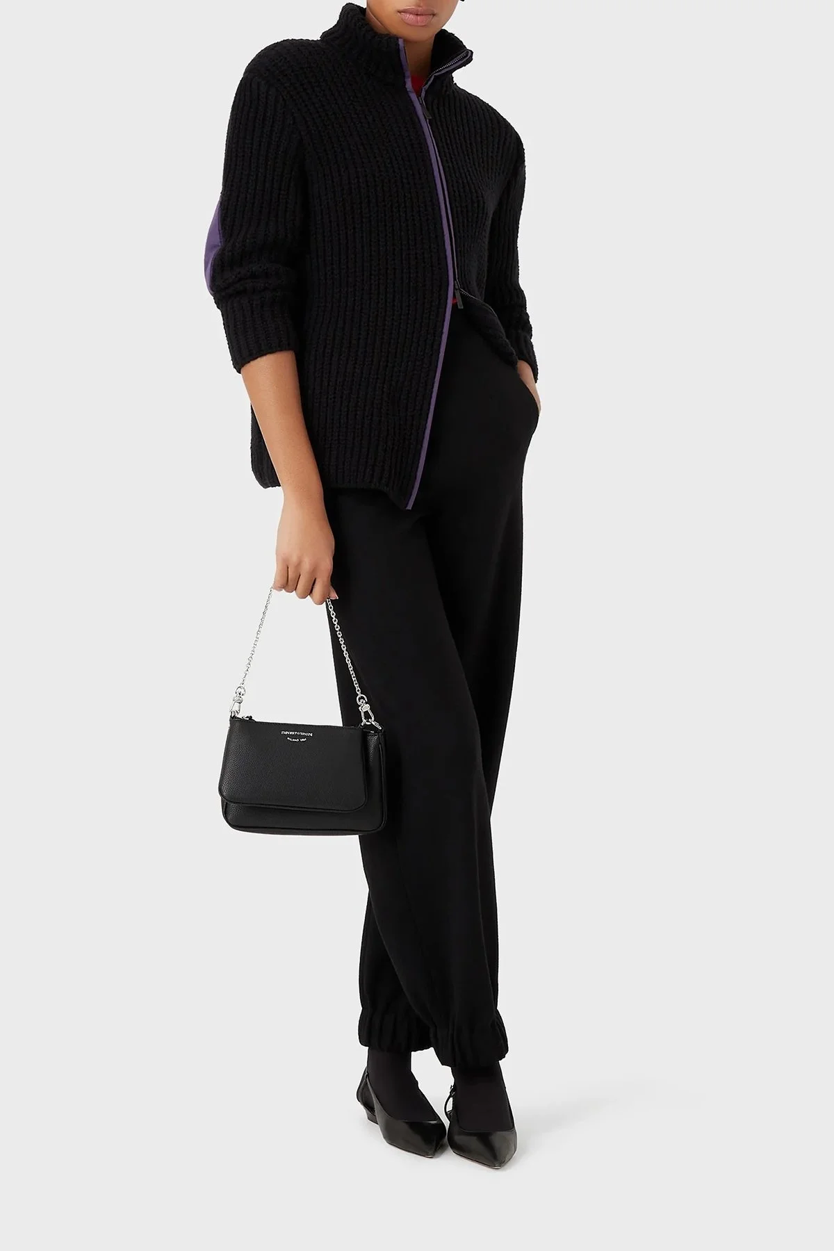 Emporio Armani Fermuarlı Çıkarılabilir Ön Bölmeli ve Askılı Bayan Çanta Y3H317 YFO5E 88440 SİYAH - 10