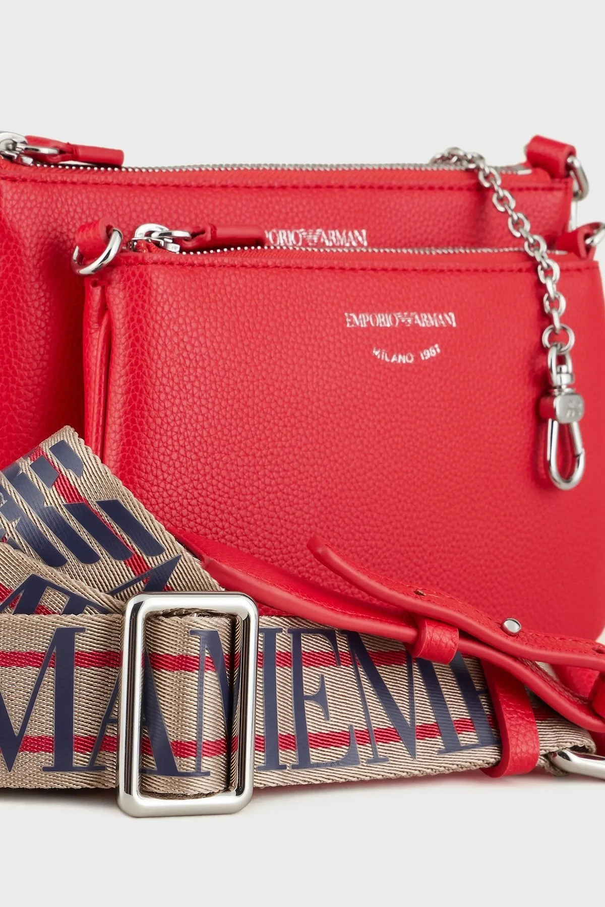 Emporio Armani Fermuarlı Çıkarılabilir Ön Bölmeli ve Askılı Bayan Çanta Y3H317 YFO5E 89530 KIRMIZI - 7