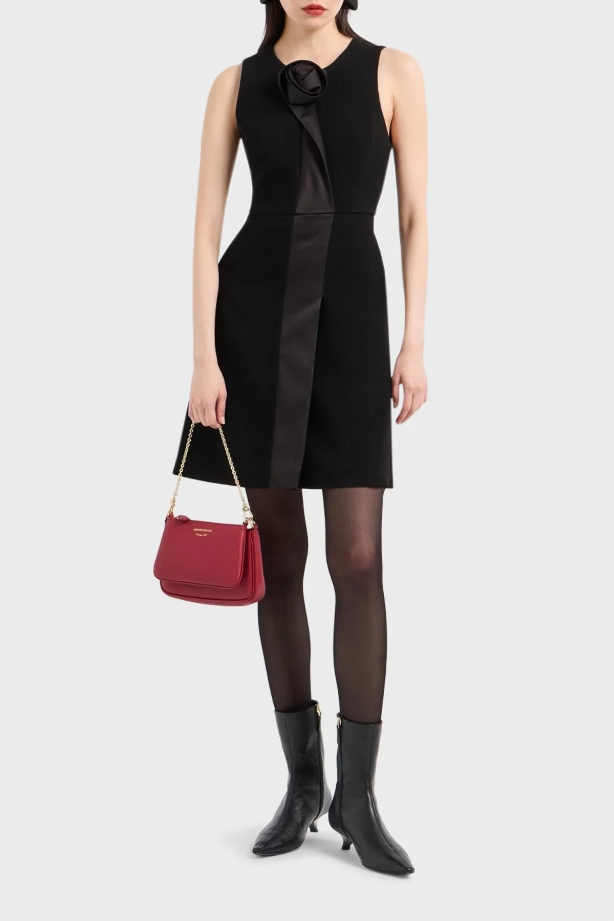 Emporio Armani Fermuarlı Çıkarılabilir Zincirli ve Askılı Bayan Çanta EW000540AF1 2036M 5008 BORDO - 12