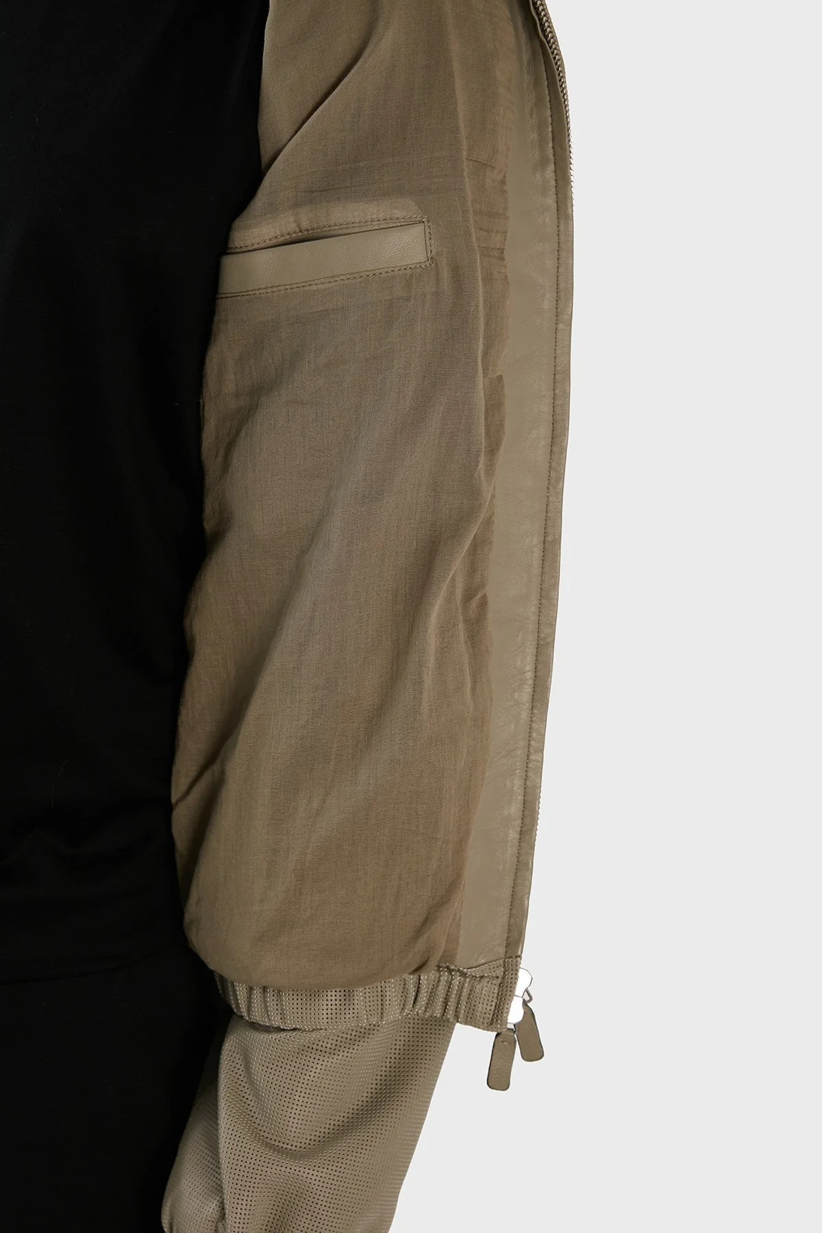 Emporio Armani Fermuarlı Dik Yaka Hakiki Deri Spor Erkek Ceket D41R86 D1P86 618 AÇIK YEŞİL - 5