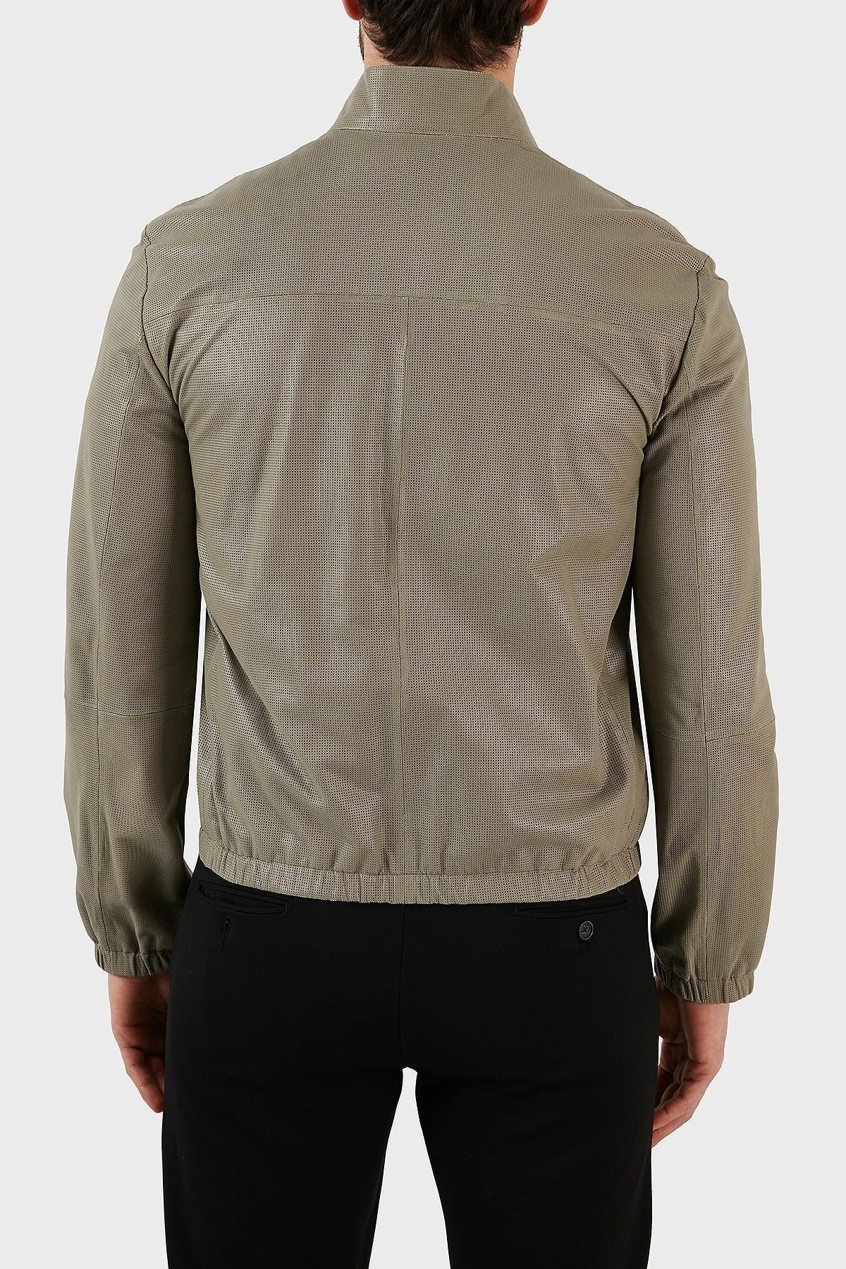 Emporio Armani Fermuarlı Dik Yaka Hakiki Deri Spor Erkek Ceket D41R86 D1P86 618 AÇIK YEŞİL - 6