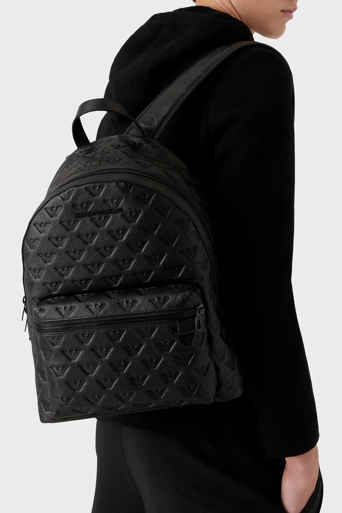 Emporio Armani Fermuarlı Hakiki Deri Erkek Sırt Çantası Y4O370 Y142V 81072 SİYAH - 2