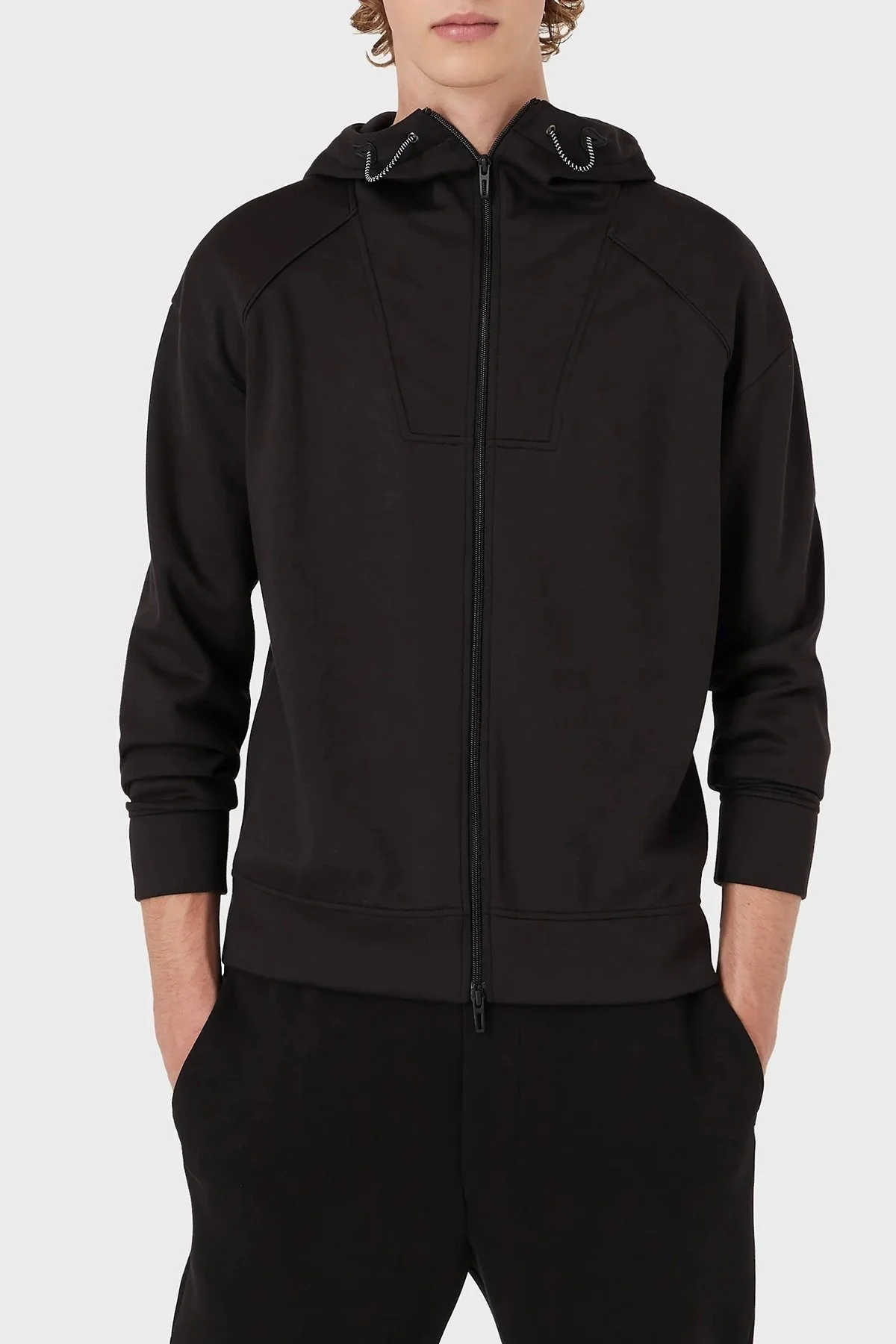 Emporio Armani Fermuarlı Kapüşonlu Yaka Erkek Sweat 3L1M76 1JRHZ 0999 SİYAH - 1