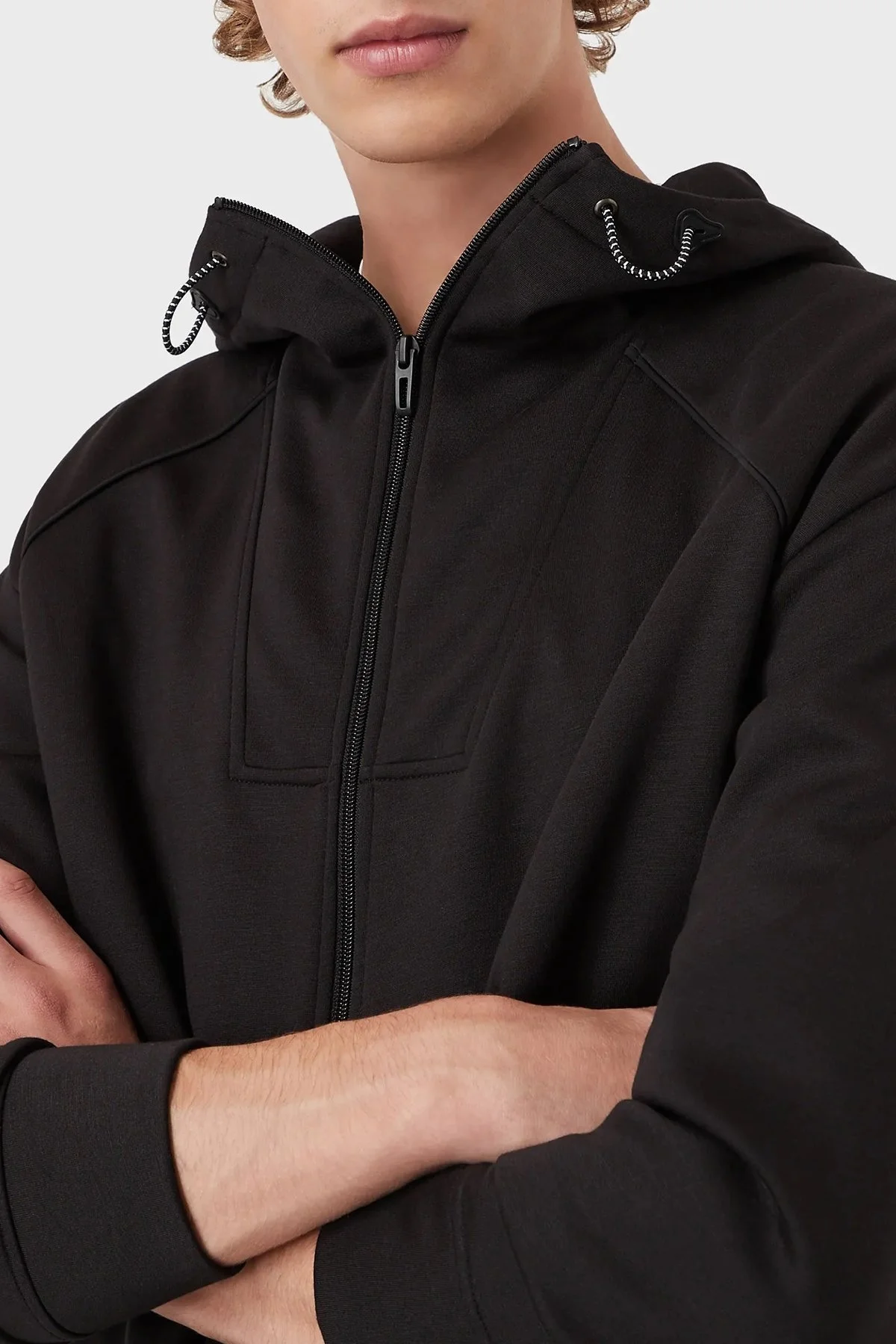Emporio Armani Fermuarlı Kapüşonlu Yaka Erkek Sweat 3L1M76 1JRHZ 0999 SİYAH - 3
