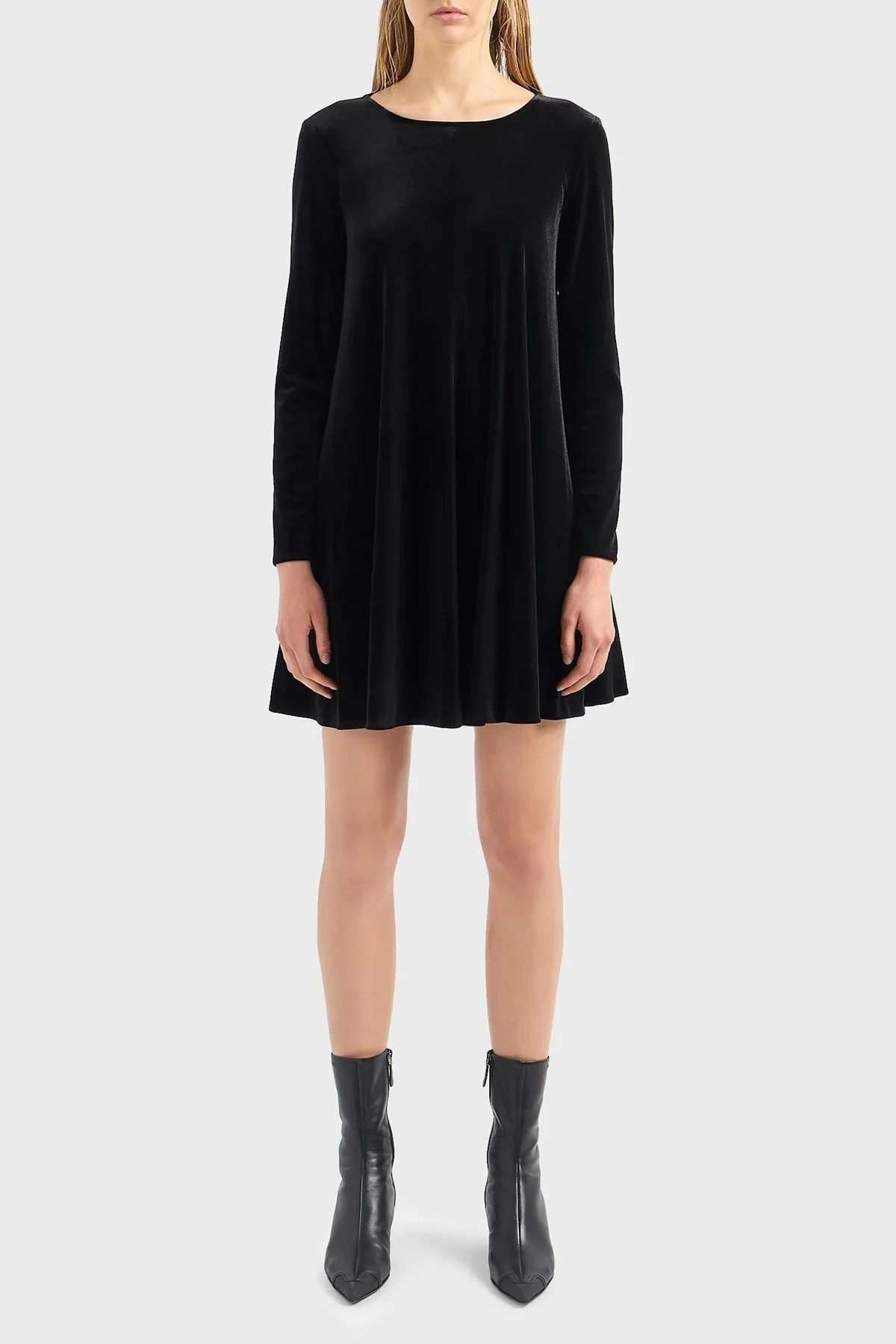 Emporio Armani Fermuarlı Şönil Kloş Bayan Elbise 6R2A6B 2JVZZ 0999 SİYAH - 7