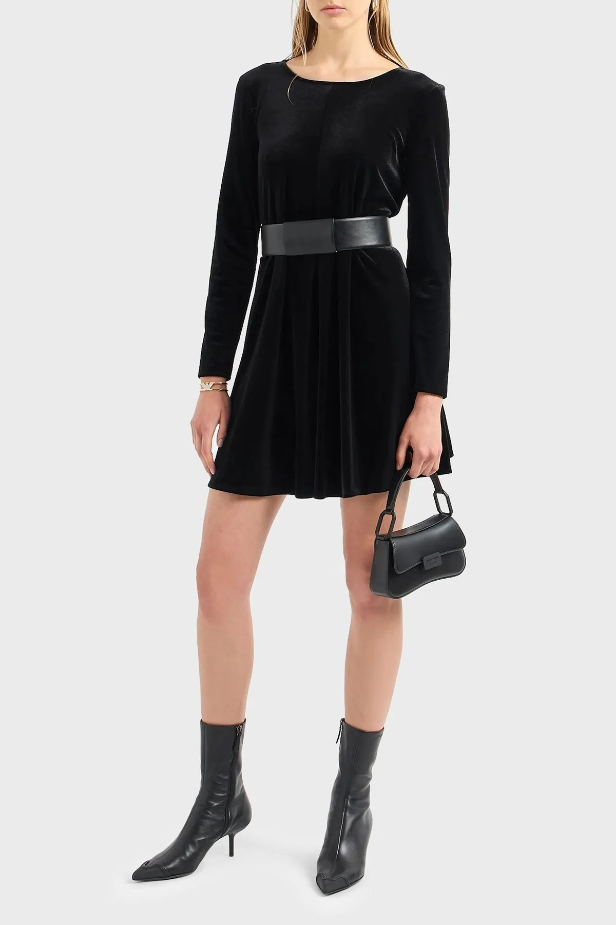 Emporio Armani Fermuarlı Şönil Kloş Bayan Elbise 6R2A6B 2JVZZ 0999 SİYAH - 8