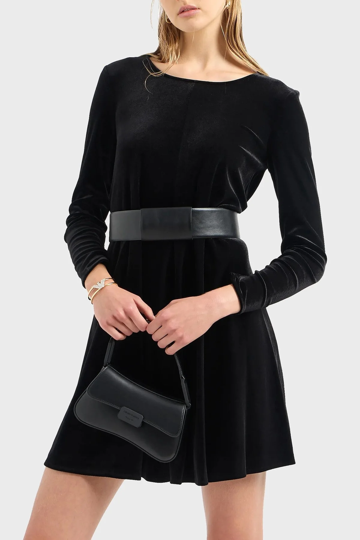 Emporio Armani Fermuarlı Şönil Kloş Bayan Elbise 6R2A6B 2JVZZ 0999 SİYAH - 10