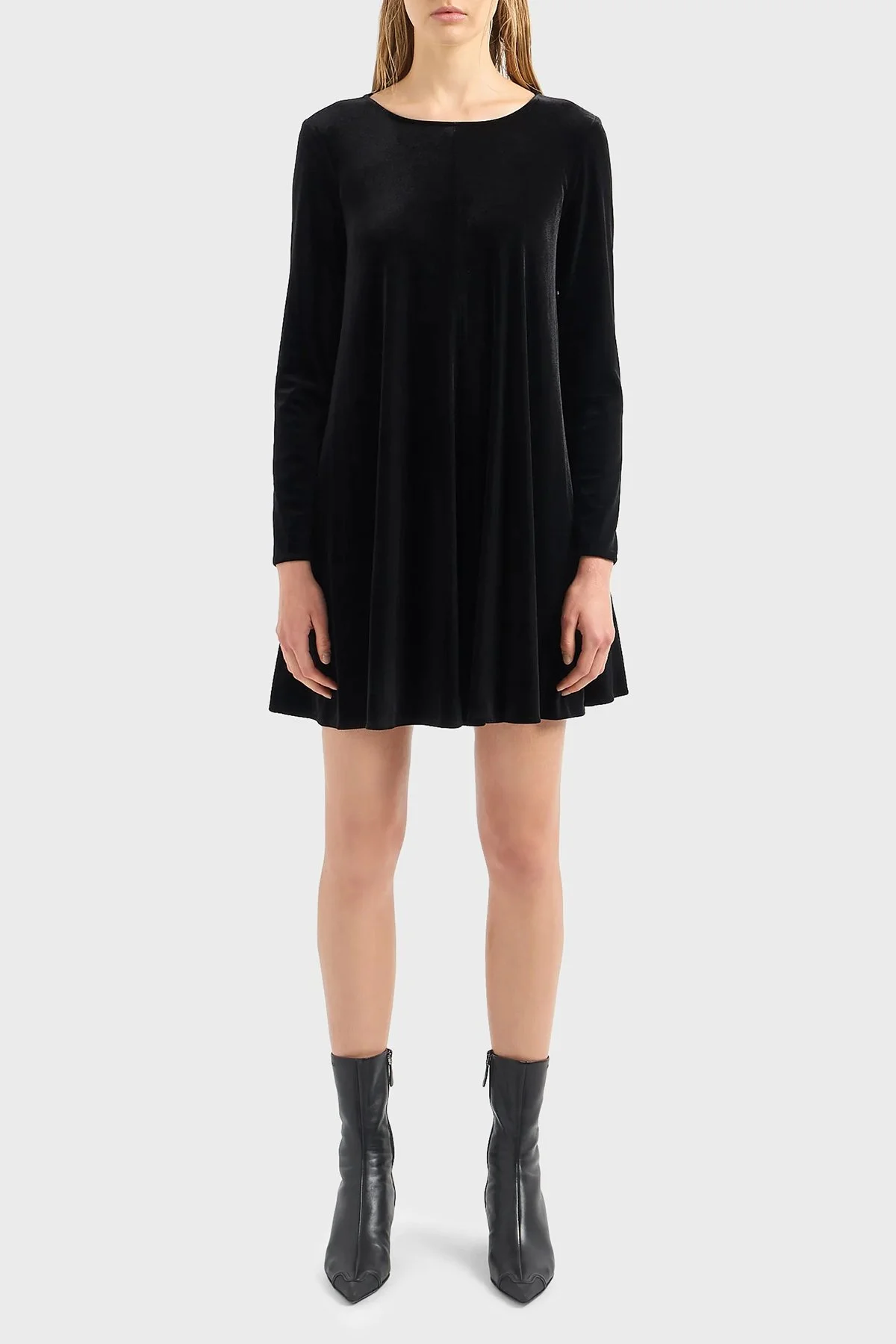 Emporio Armani Fermuarlı Şönil Kloş Kadın Elbise 6R2A6B 2JVZZ 0999 SİYAH - 1