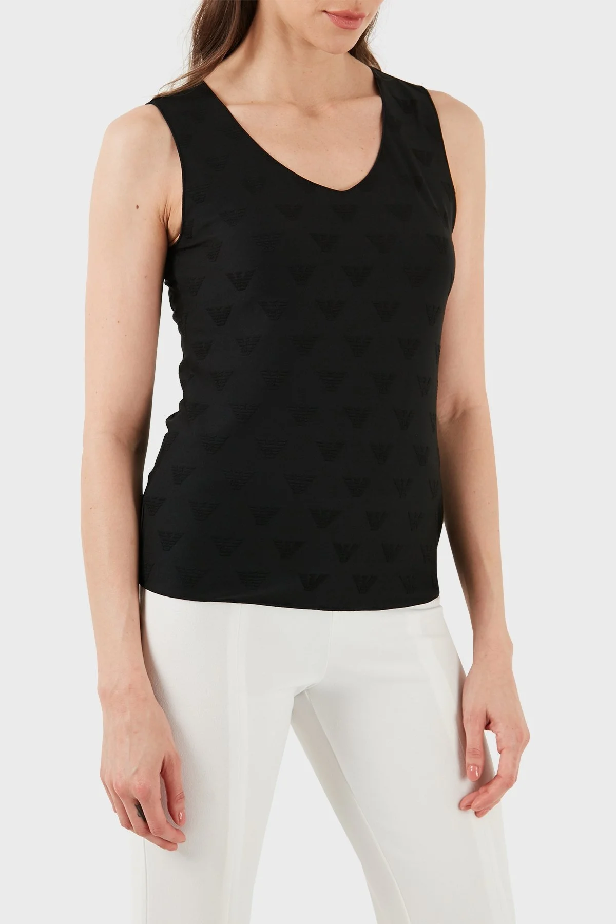 Emporio Armani Fitted V Yaka Bayan T Shirt 8N2K7E 2JHFZ F022 SİYAH - 4