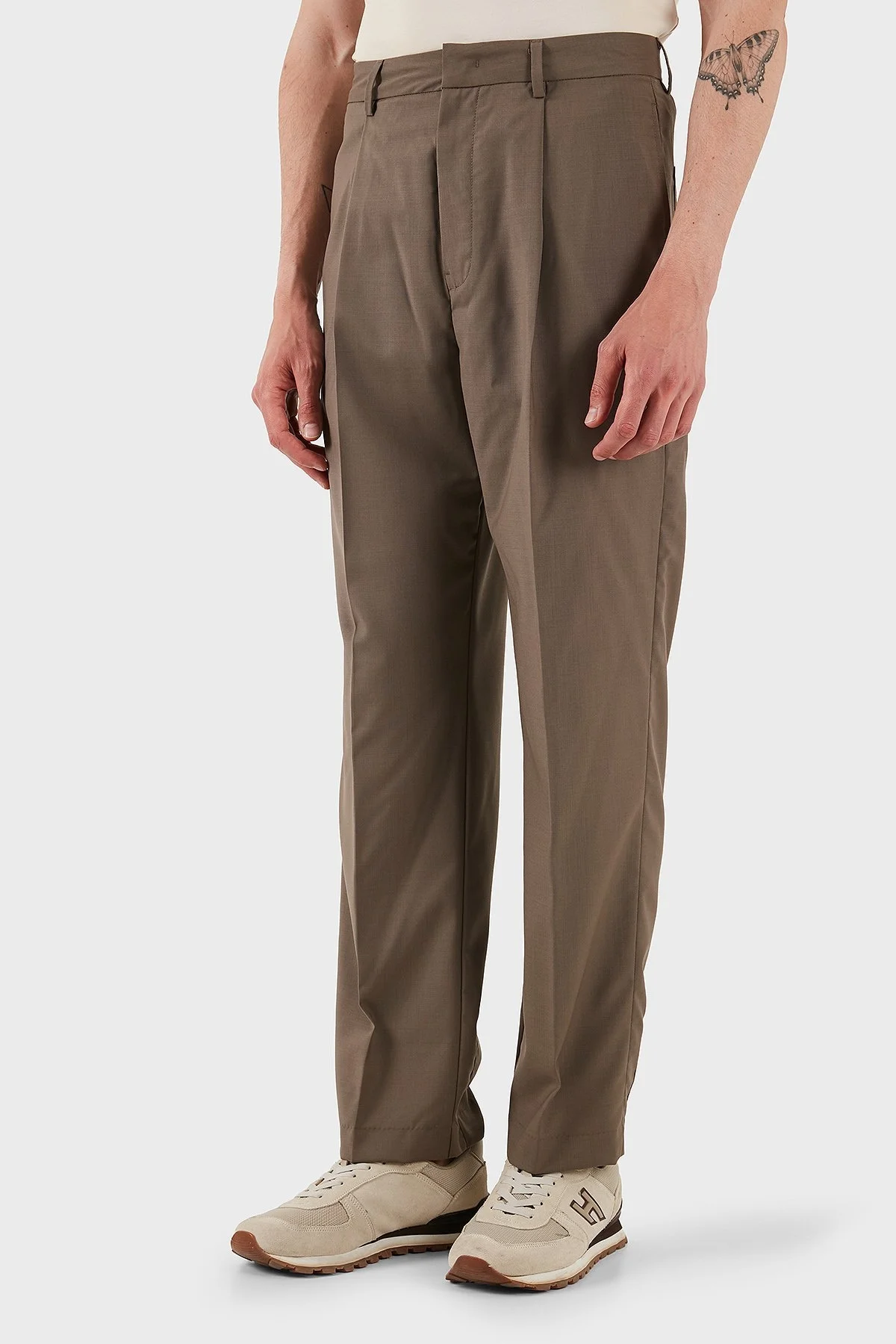 Emporio Armani Hafif Yün Regular Fit Normal Bel Düz Paça Erkek Pantolon EM001211 AF13821 U6195 KAHVE - 10